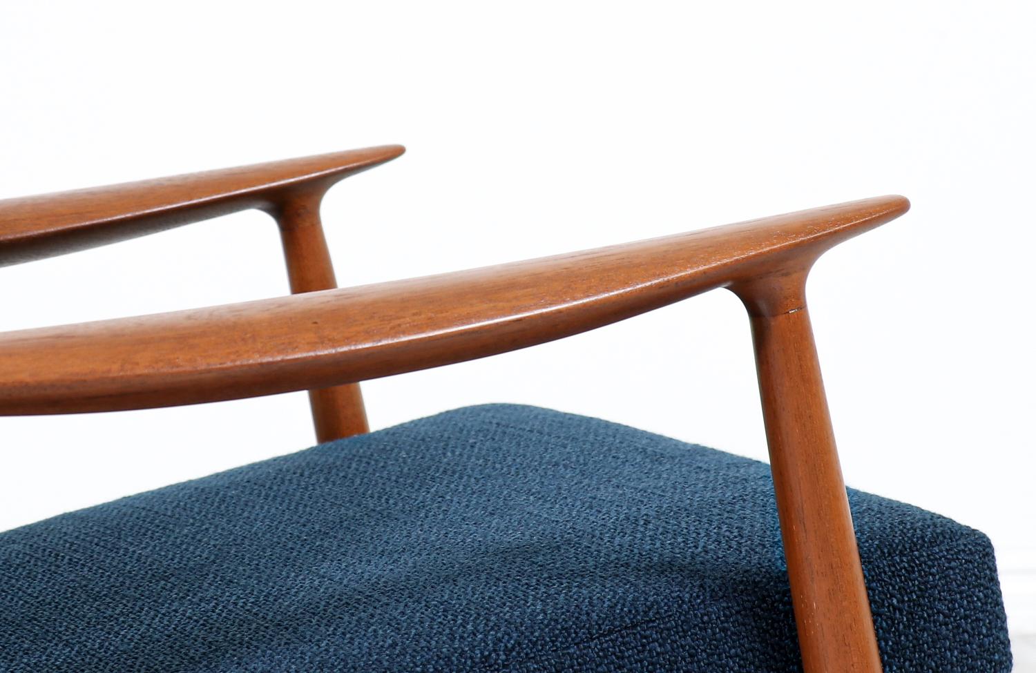 Expertly Restored - Danish Modern Sculpted Teak Lounge Chairs by John Bone For Sale 2