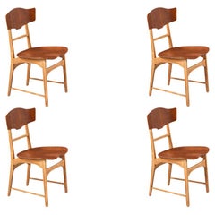 Danish Modern Sculpted Teak & Oak Dining Chairs