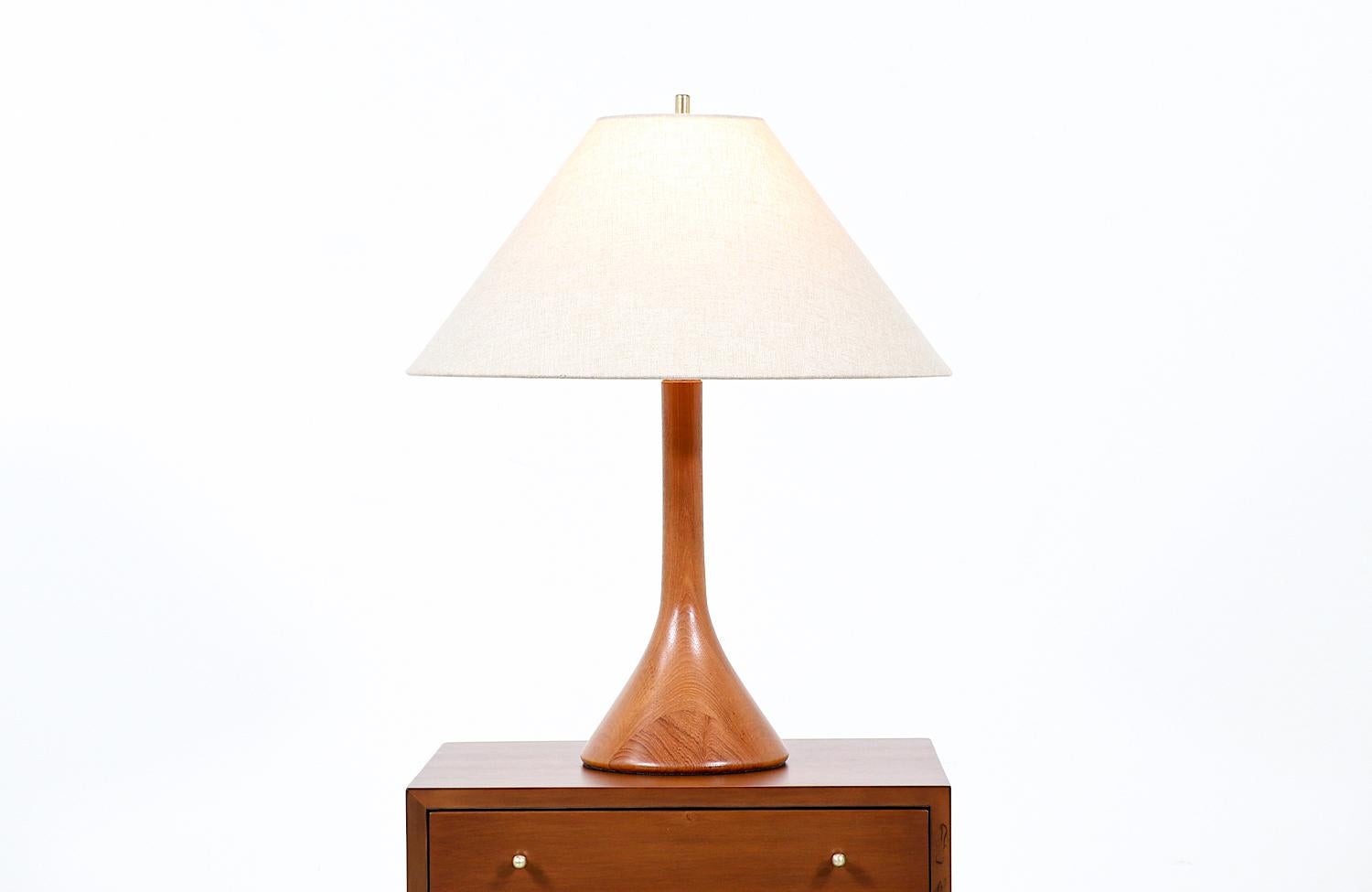 Mid-Century Modern Danish Modern Sculpted Teak Table Lamp