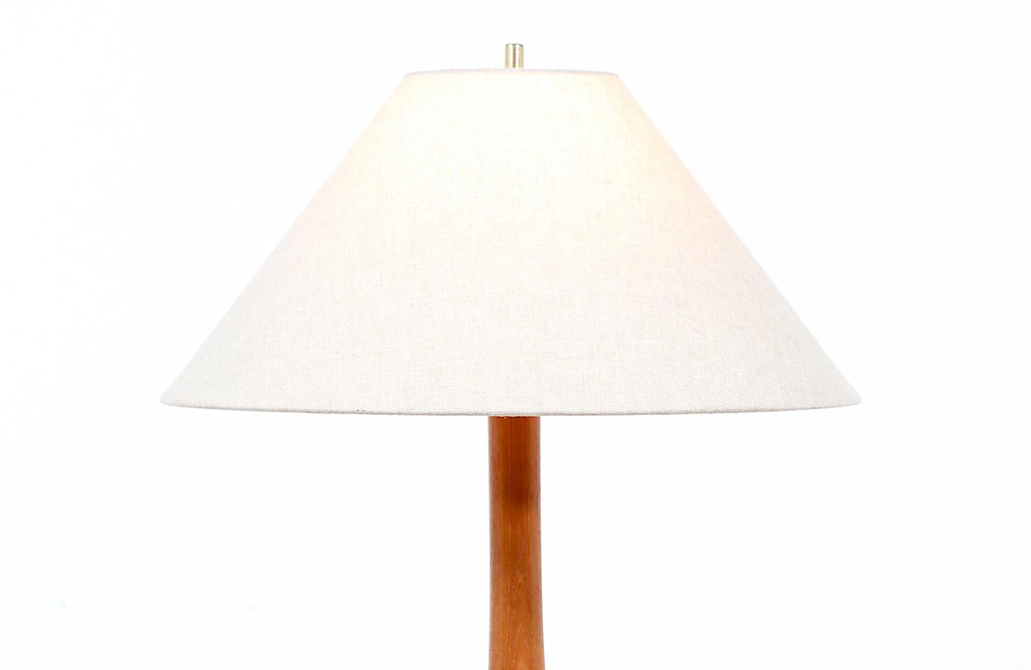 Mid-20th Century Danish Modern Sculpted Teak Table Lamp