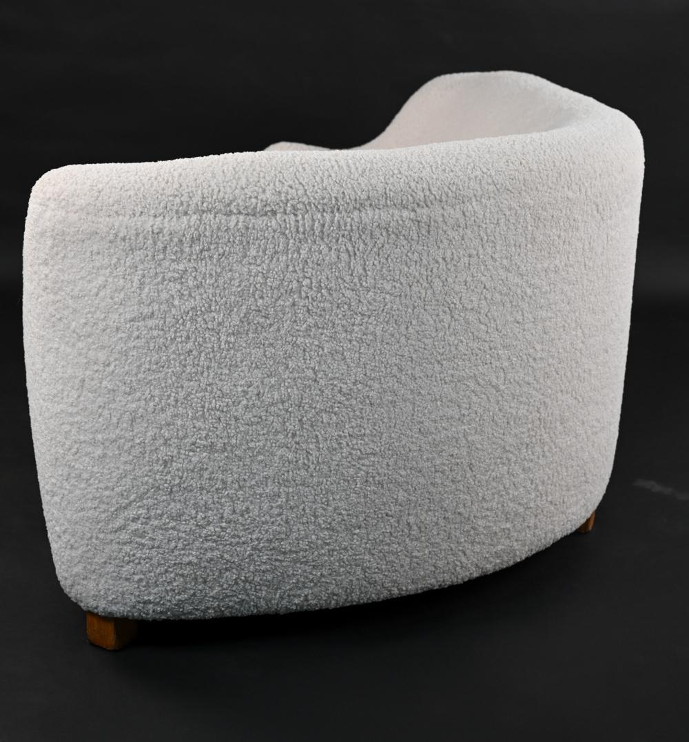 Danish Modern Sculptural Curved Sofa in Faux Shearling 3