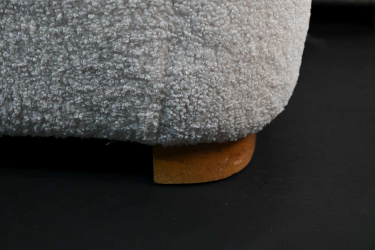 Danish Modern Sculptural Curved Sofa in Faux Shearling 7