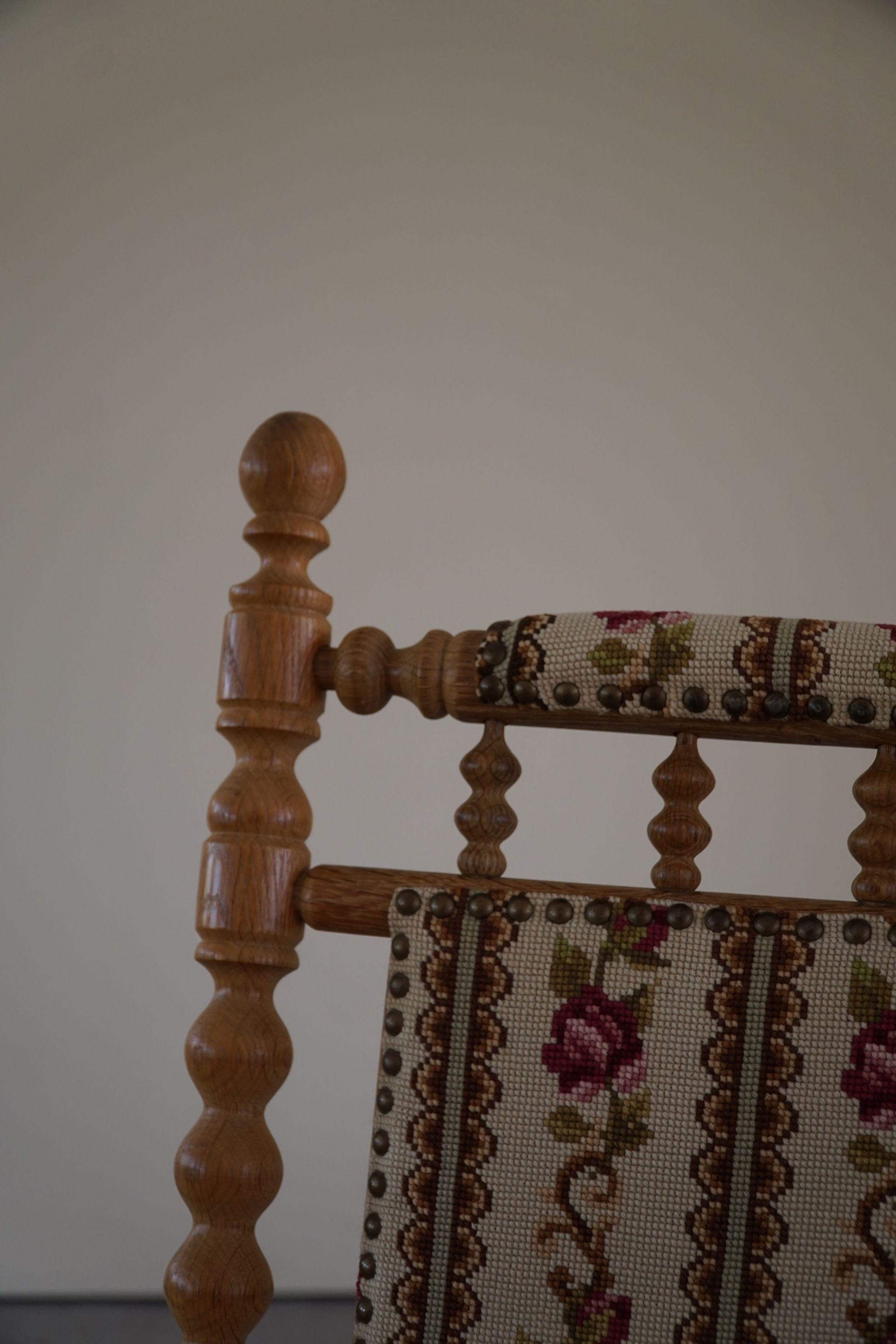 Danish Modern Sculptural Par of Rocking Chairs in Solid Oak, Brutalism, 1950s 9