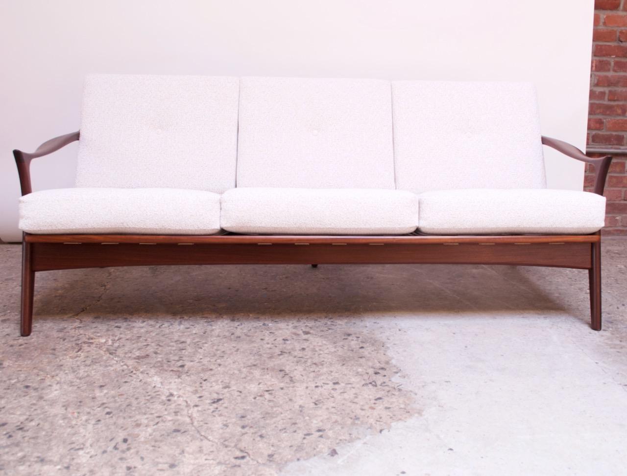 Mid-Century Modern Danish Modern Sculptural Rosewood Sofa with Slat-Back Construction