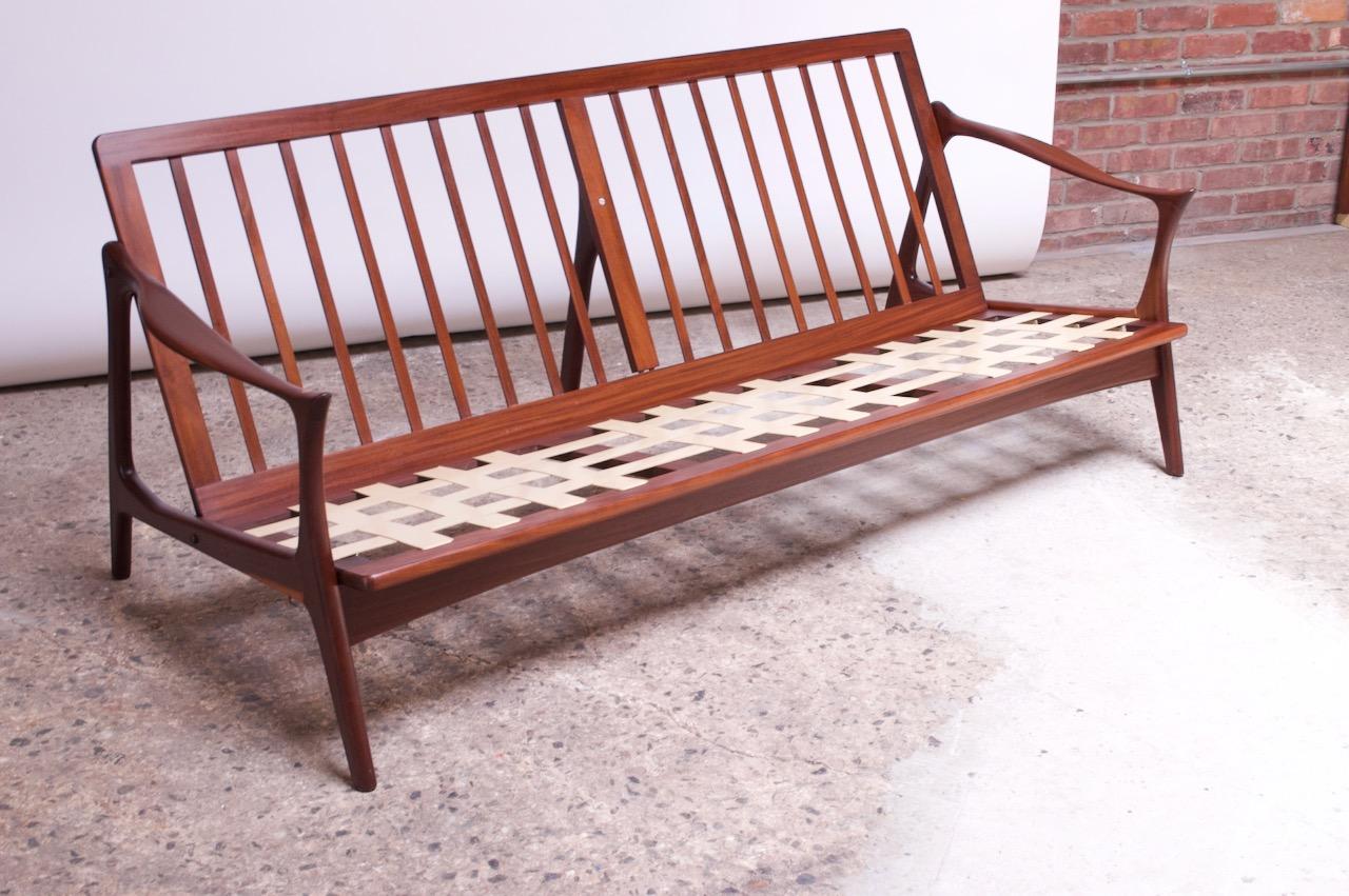 Mid-20th Century Danish Modern Sculptural Rosewood Sofa with Slat-Back Construction