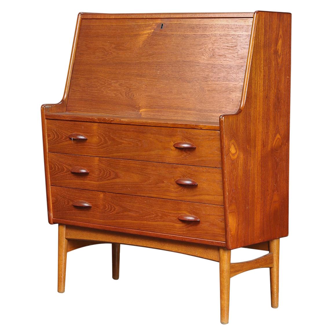 Danish Modern Secretary Desk in Teak + Oak