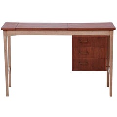 Danish Modern Secretary Desk with Mirror and Brass Detailing