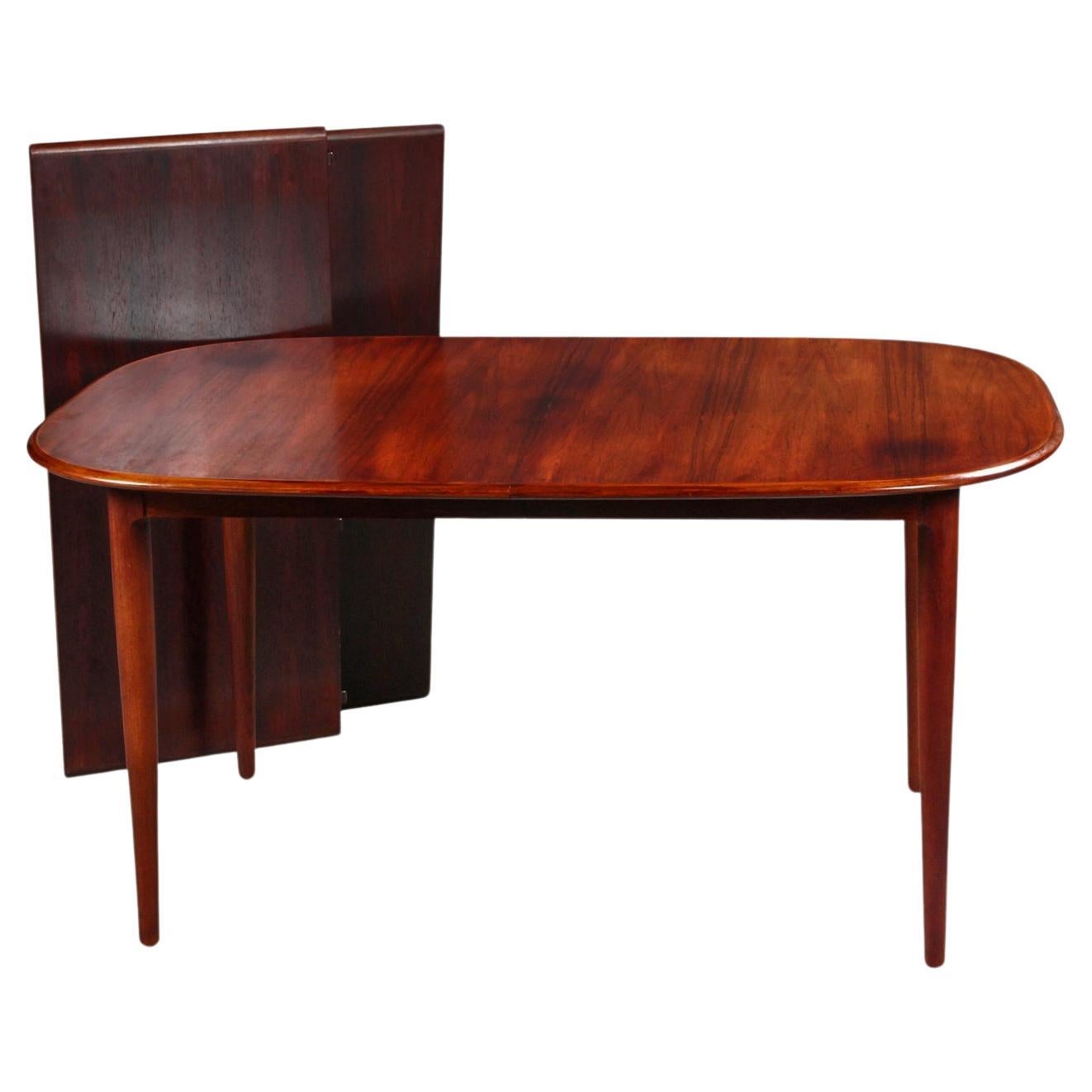 MidCentury Danish Modern Rosewood Dining Table with Two Leaves by