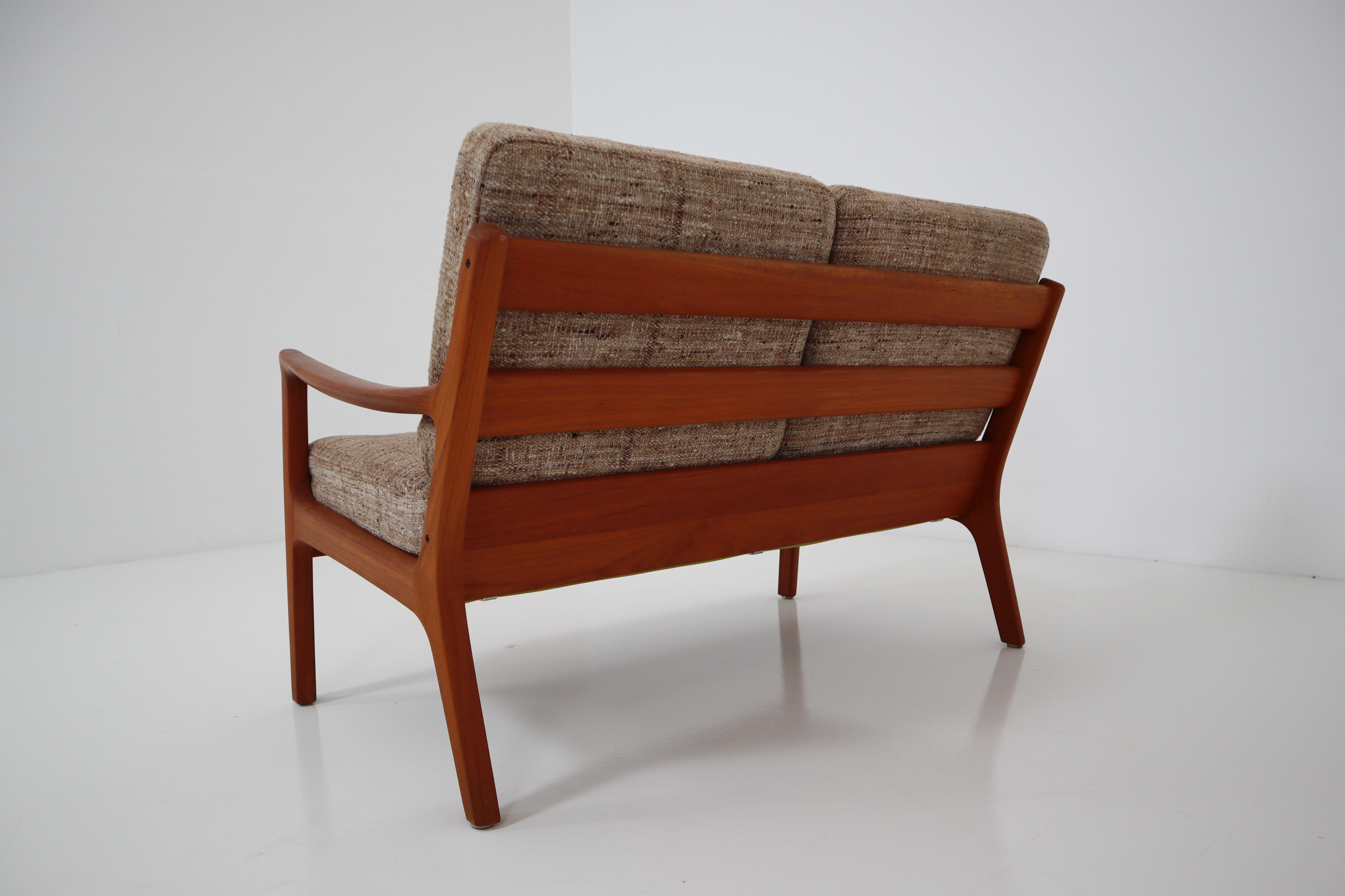 Wool Danish Modern Senator Loveseat by Ole Wanscher for Cado