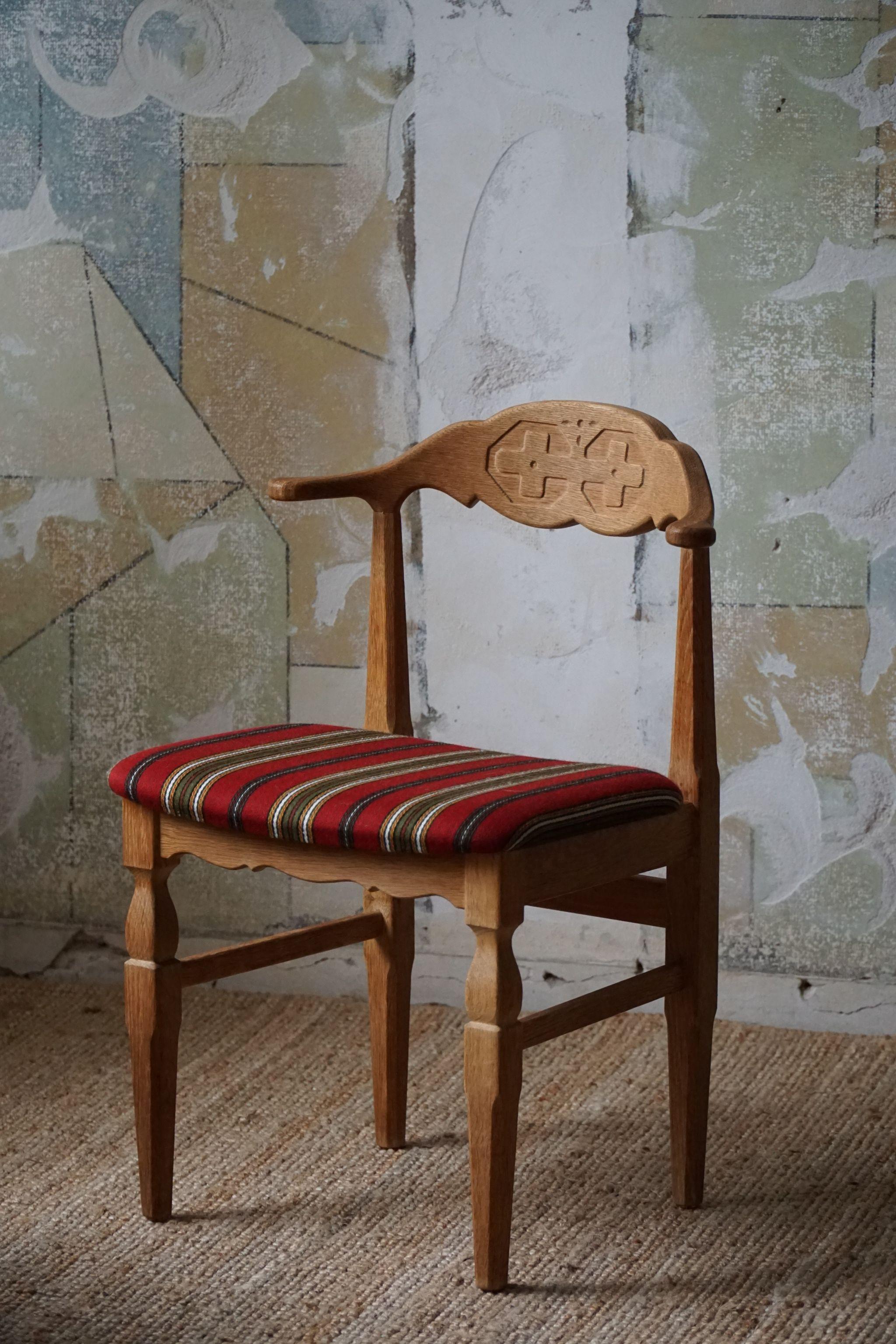 Danish Modern, Set of 10 Dining Chairs in Oak & Wool, Henning Kjærnulf, 1960s For Sale 5