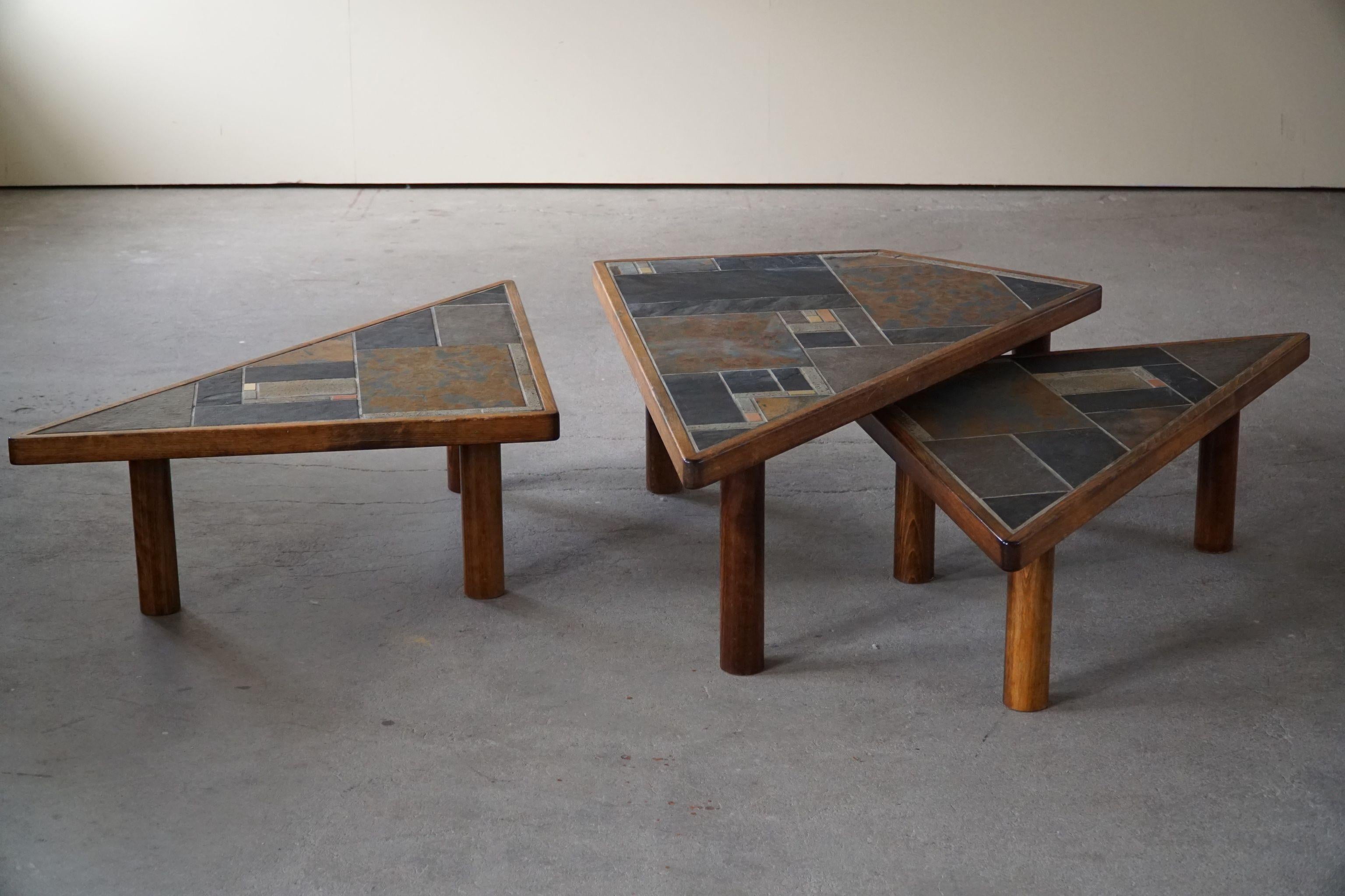 Danish Modern, Set of 3 Coffee Tables with Ceramic Tiles by Sallingeboe, 1970s 1
