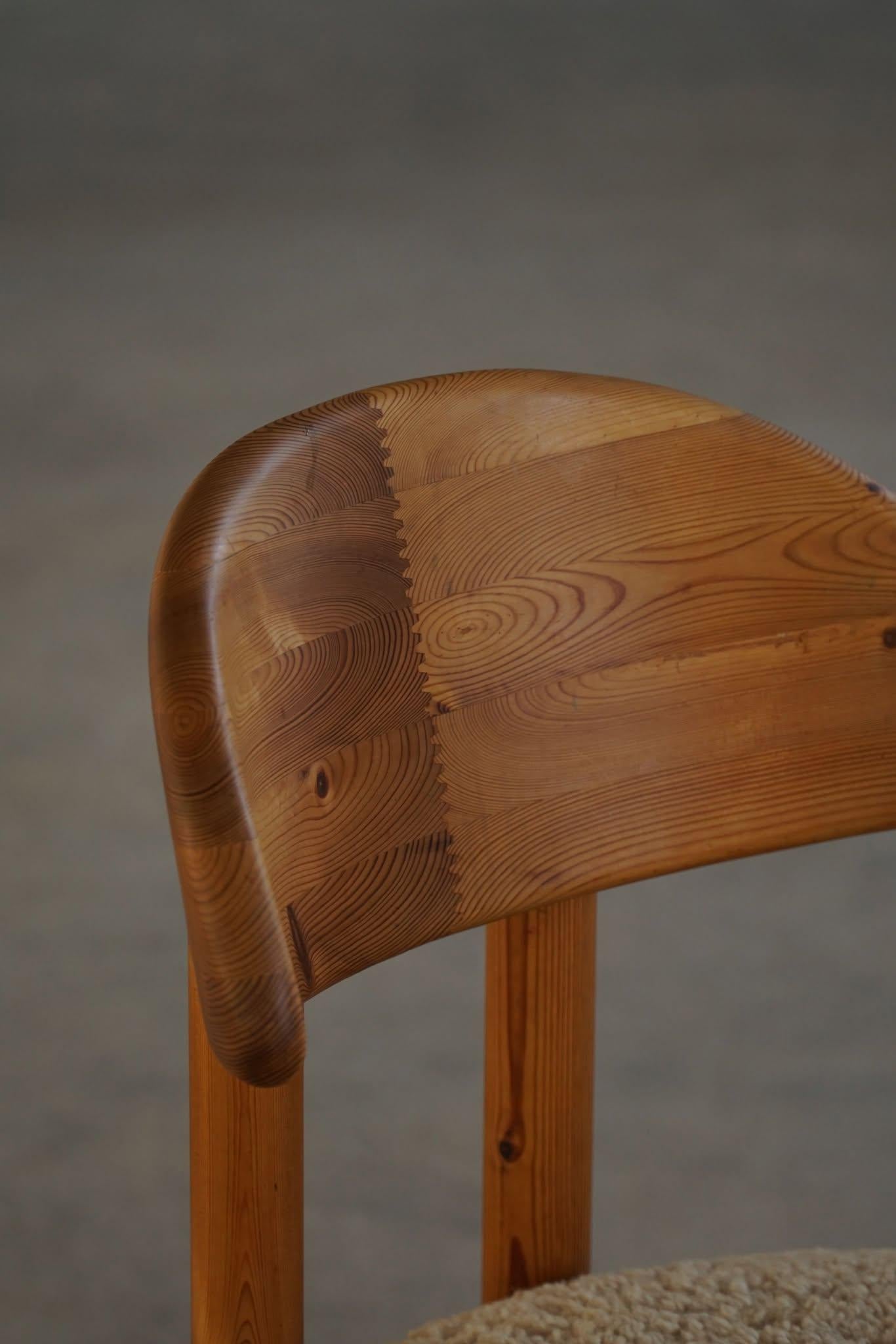 Danish Modern, Set of 4 Chairs in Pine & Lambswool, Vamdrup Stolefabrik, 1970s 9