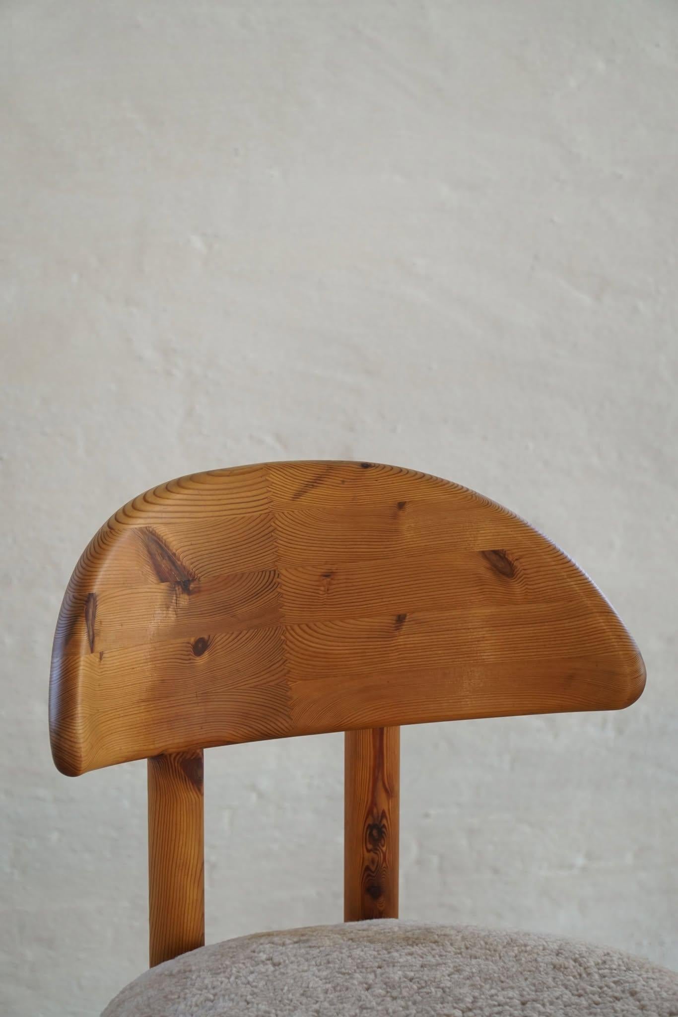 Danish Modern, Set of 4 Chairs in Pine & Lambswool, Vamdrup Stolefabrik, 1970s 12