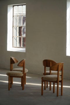 Danish Modern, Set of 4 Chairs in Pine & Lambswool, Vamdrup Stolefabrik, 1970s