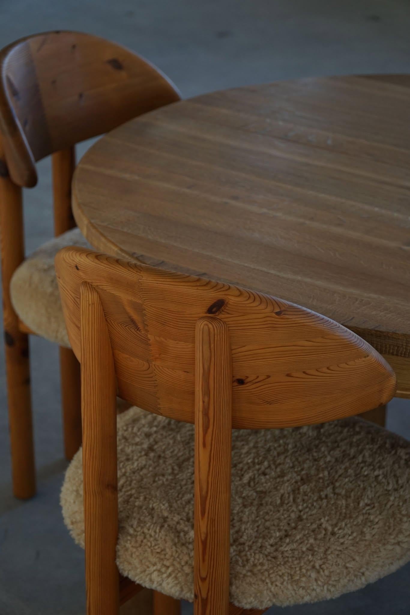 Danish Modern, Set of 4 Chairs in Pine & Lambswool, Vamdrup Stolefabrik, 1970s 2