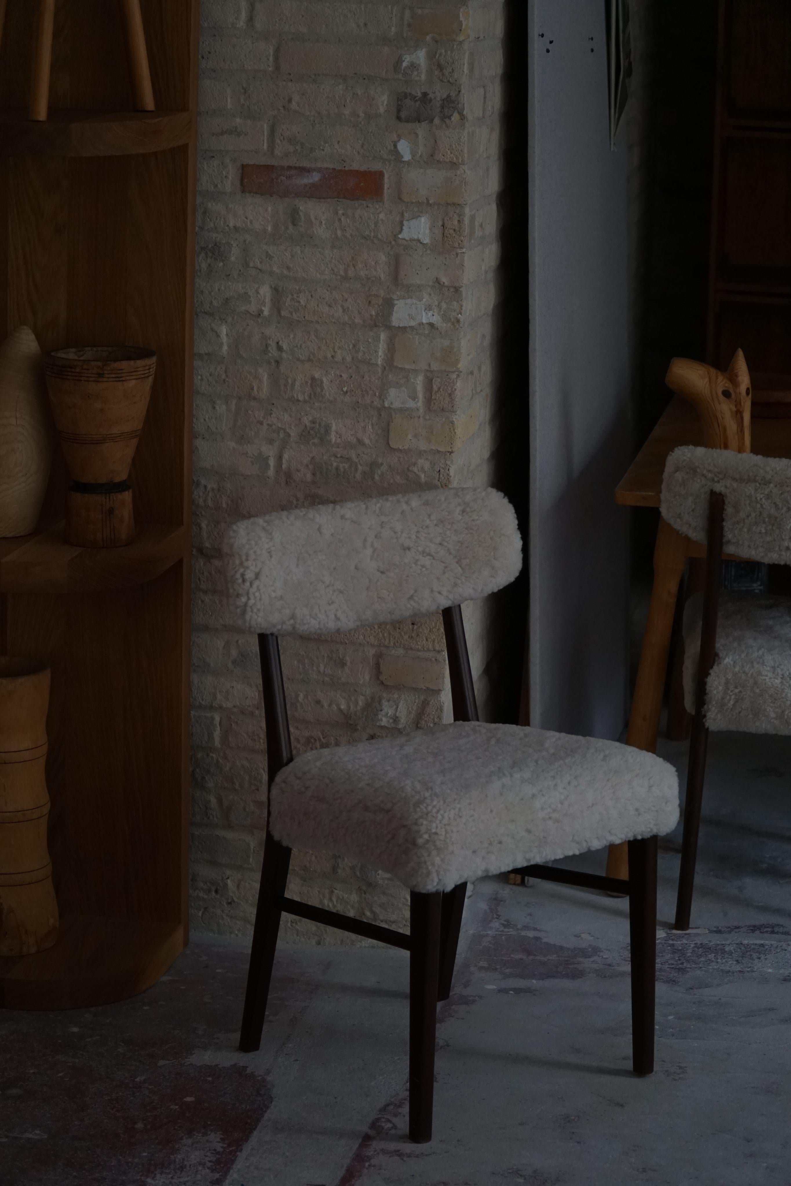 Danish Modern, Set of 6 Chairs in Teak & Lambswool by Schønning & Elgaard, 1960s 4