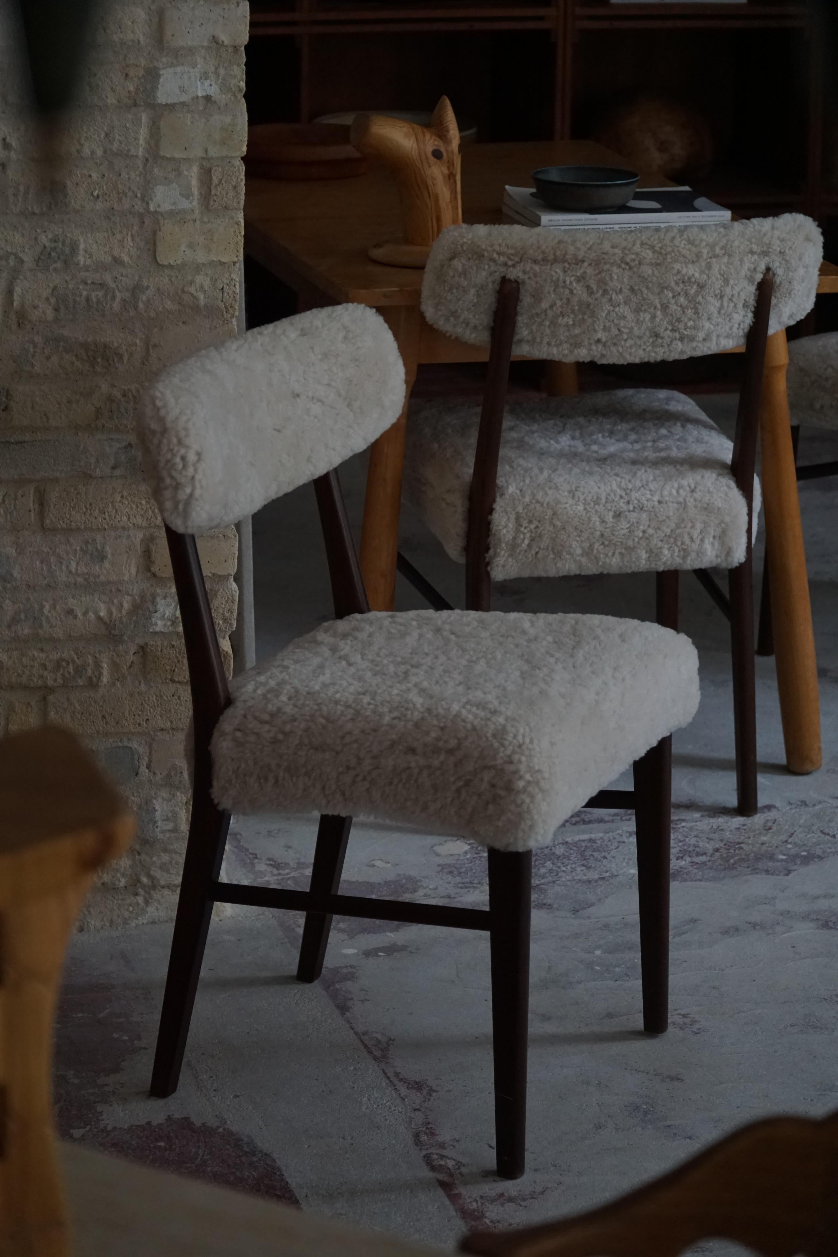 Danish Modern, Set of 6 Chairs in Teak & Lambswool by Schønning & Elgaard, 1960s 7