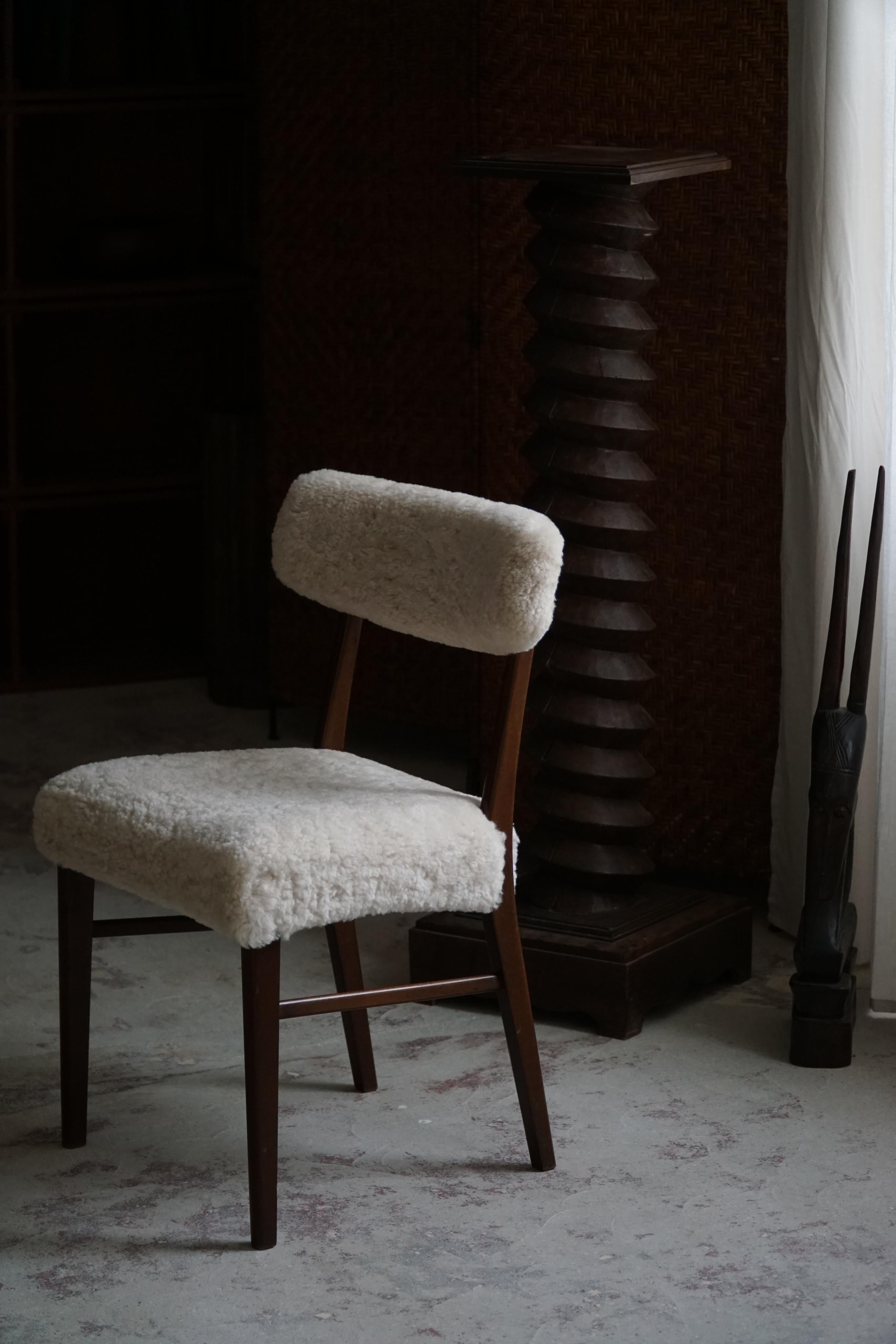 Lambskin Danish Modern, Set of 6 Chairs in Teak & Lambswool by Schønning & Elgaard, 1960s