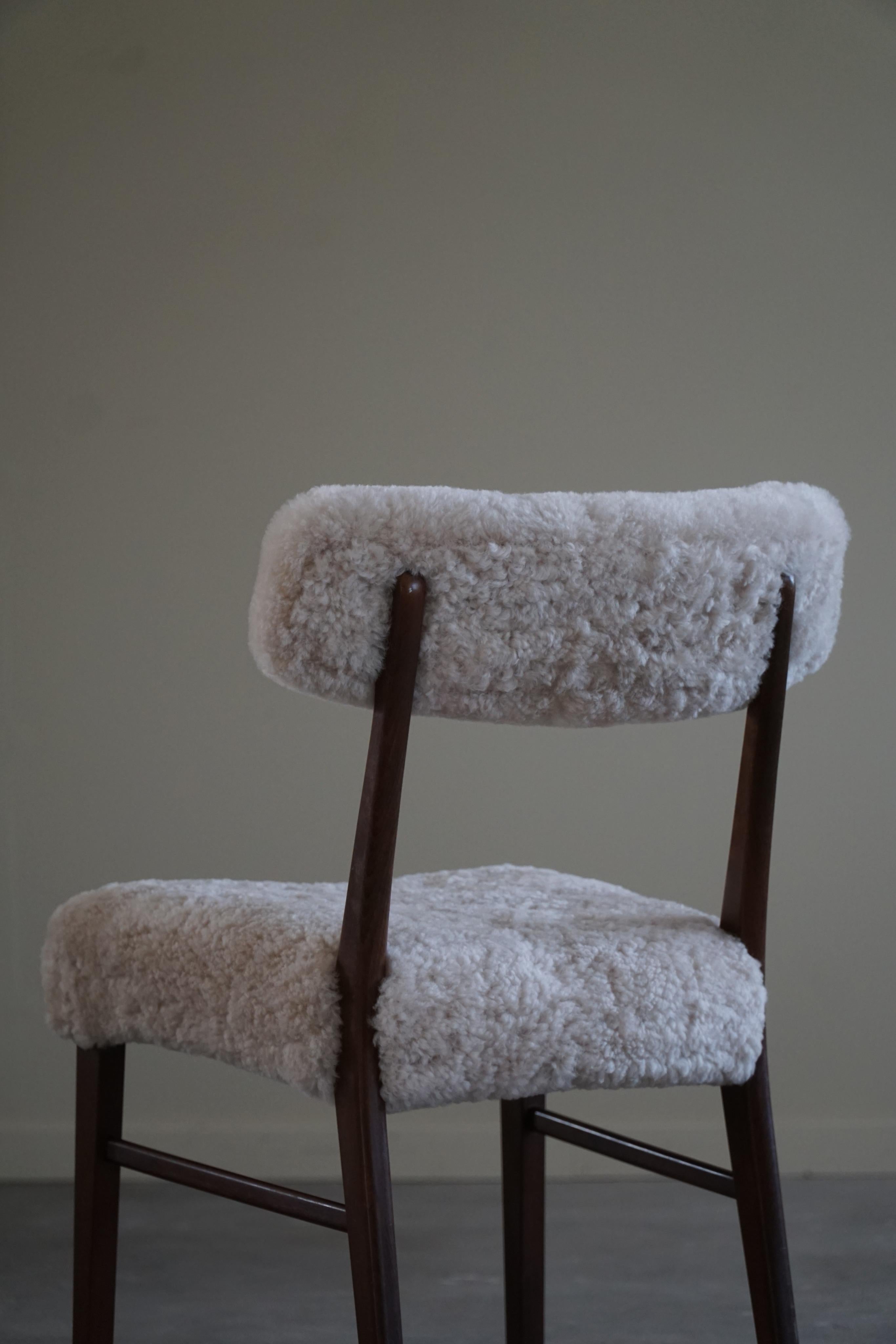 Danish Modern, Set of 6 Chairs in Teak & Lambswool by Schønning & Elgaard, 1960s 3