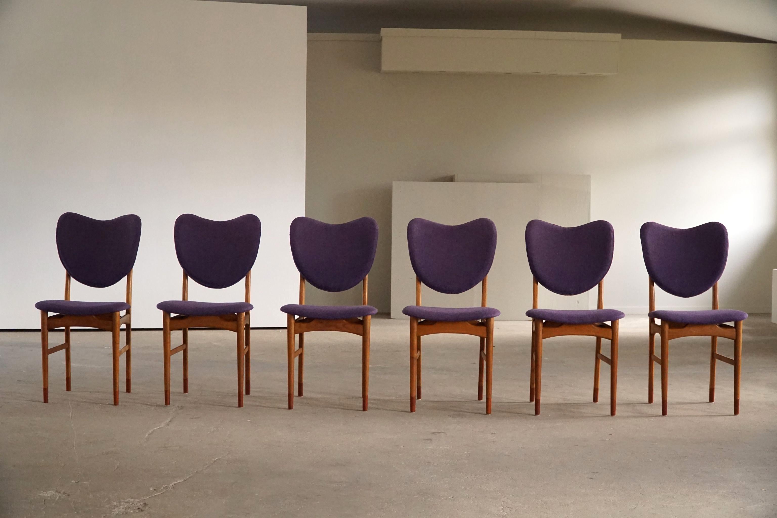 Danish Modern, Set of 6 Chairs in Teak & Oak, Nils and Eva Koppel, 1950s 6