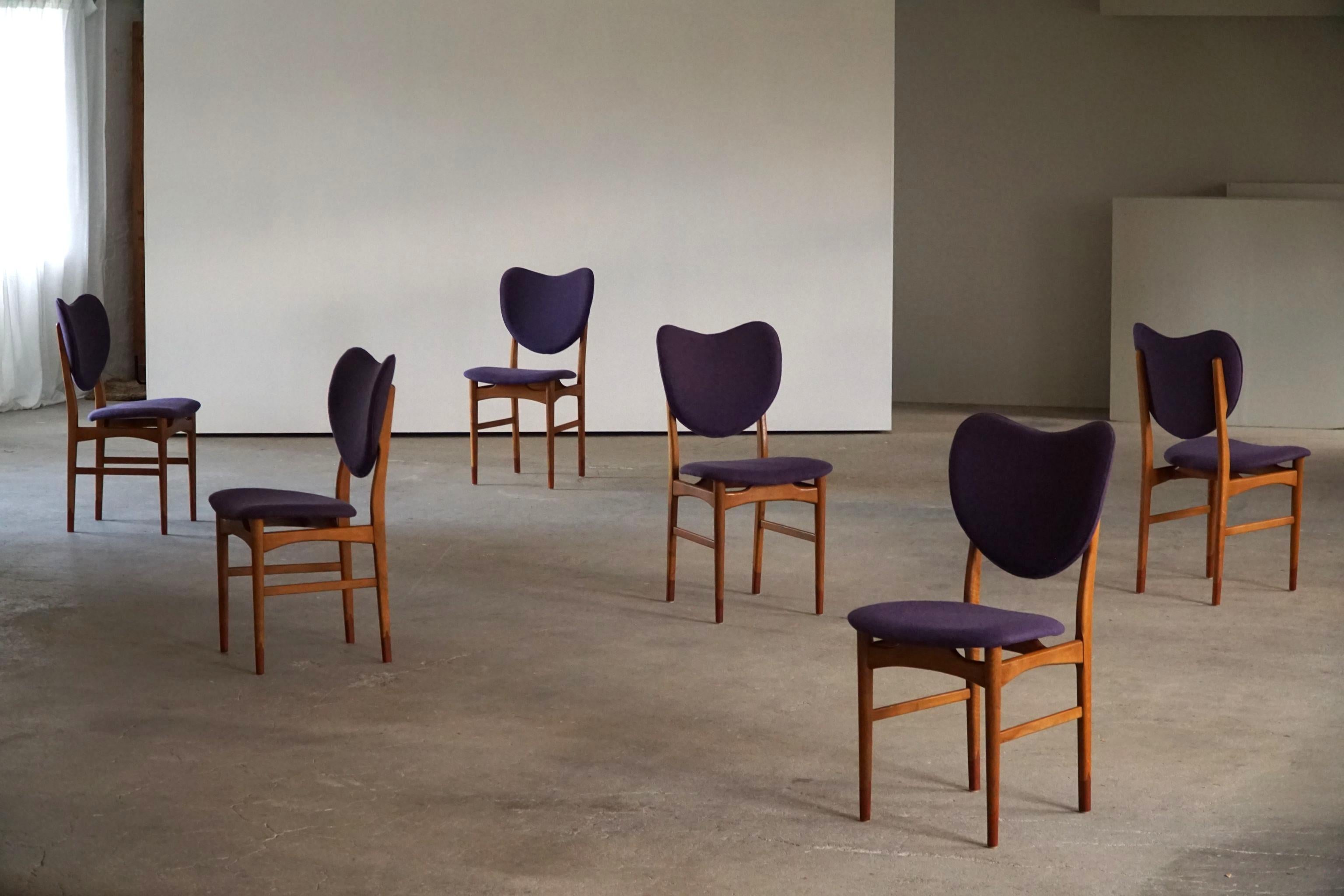 Danish Modern, Set of 6 Chairs in Teak & Oak, Nils and Eva Koppel, 1950s In Good Condition In Odense, DK
