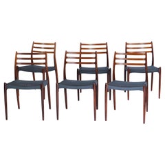 Danish Modern Set of 6 Dining Chairs in Rosewood by Niels Otto Moller, 1960s