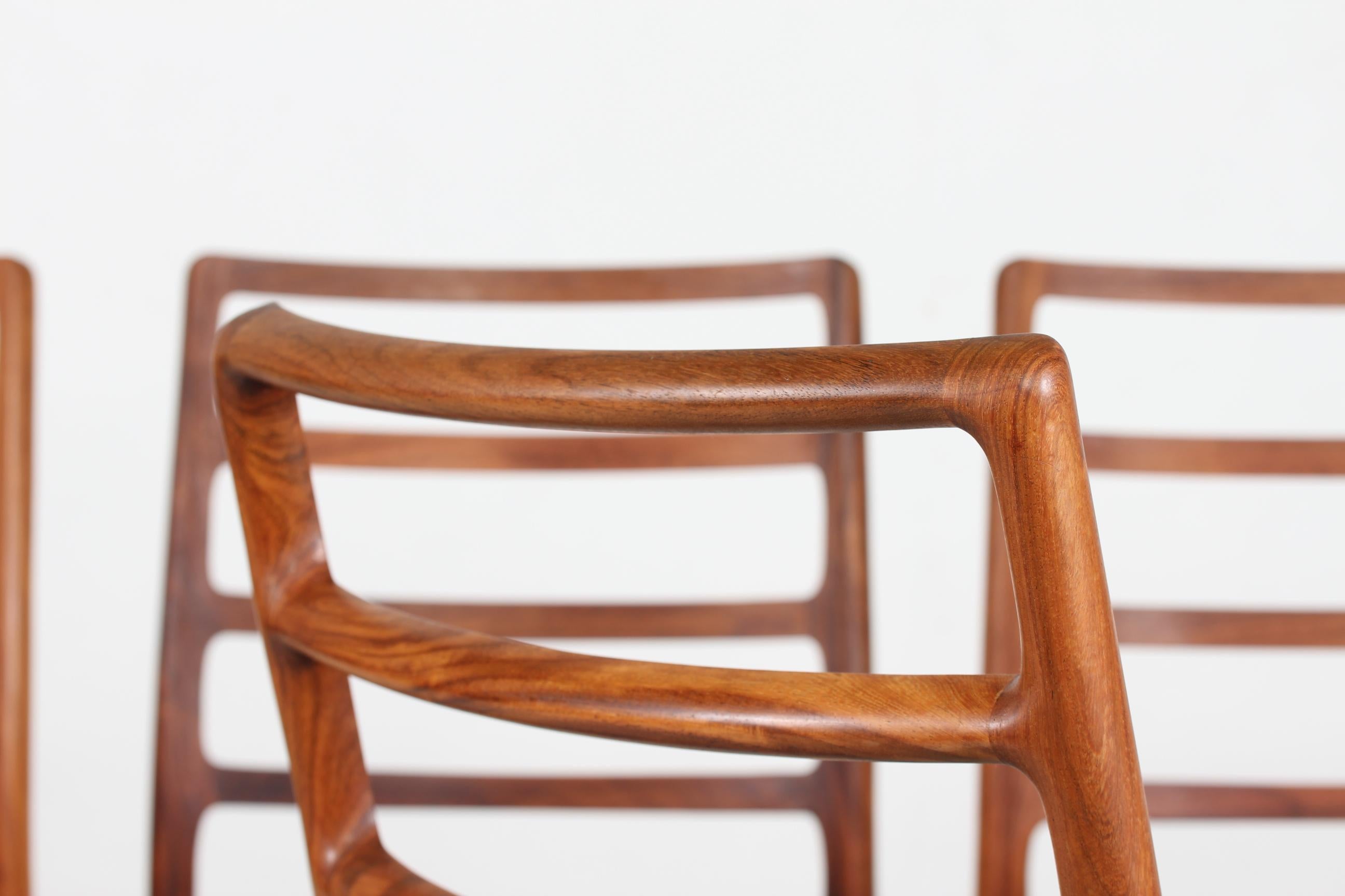 Mid-Century Modern Danish Modern Set of Four Dining Chairs Designed by N.O. Møller for J.L. Møller