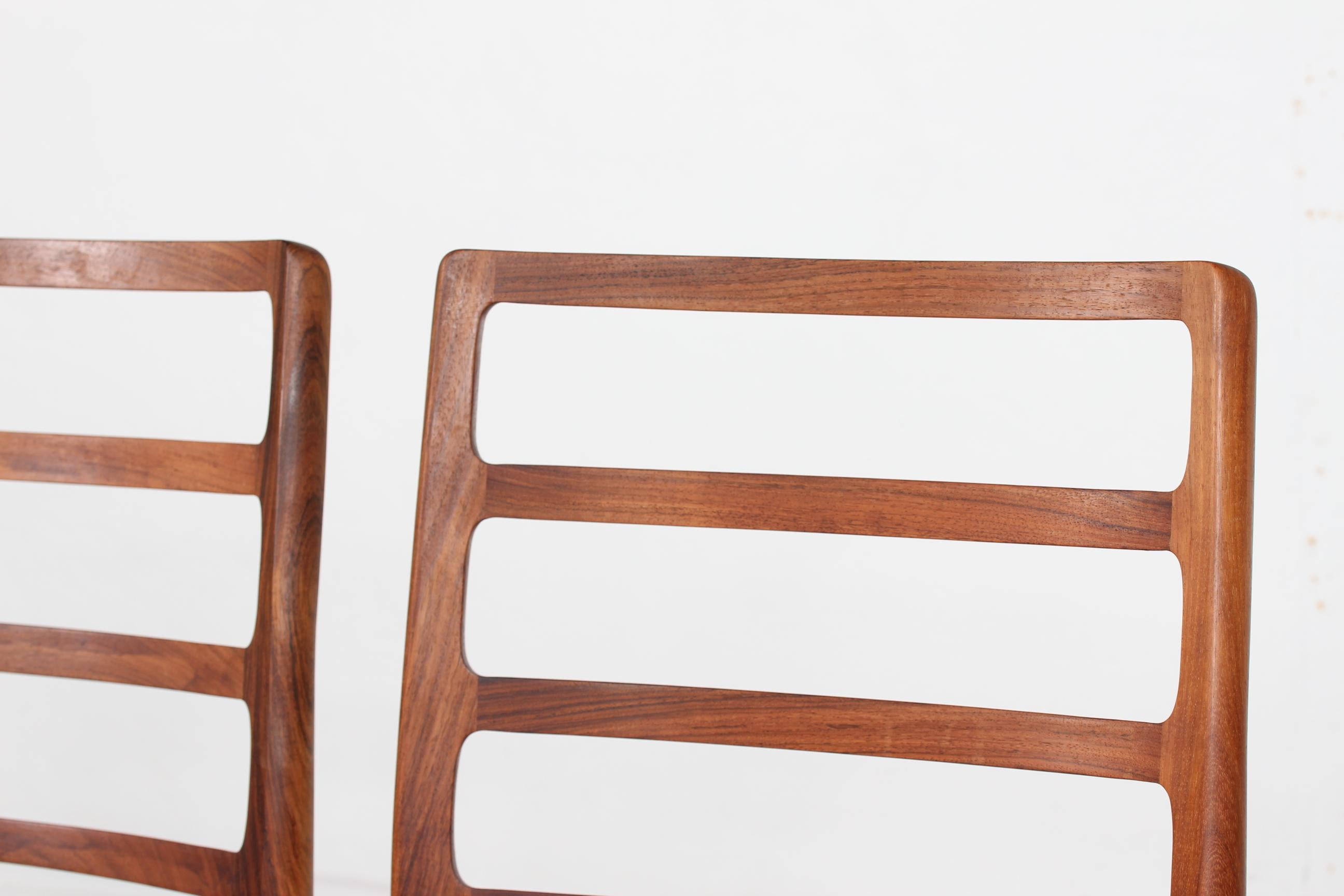 Woven Danish Modern Set of Four Dining Chairs Designed by N.O. Møller for J.L. Møller