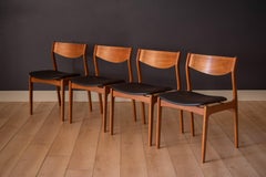 Juego moderno danés de cuatro sillas de comedor de teca Farso Stolefabrik de P.E. Jørgensen