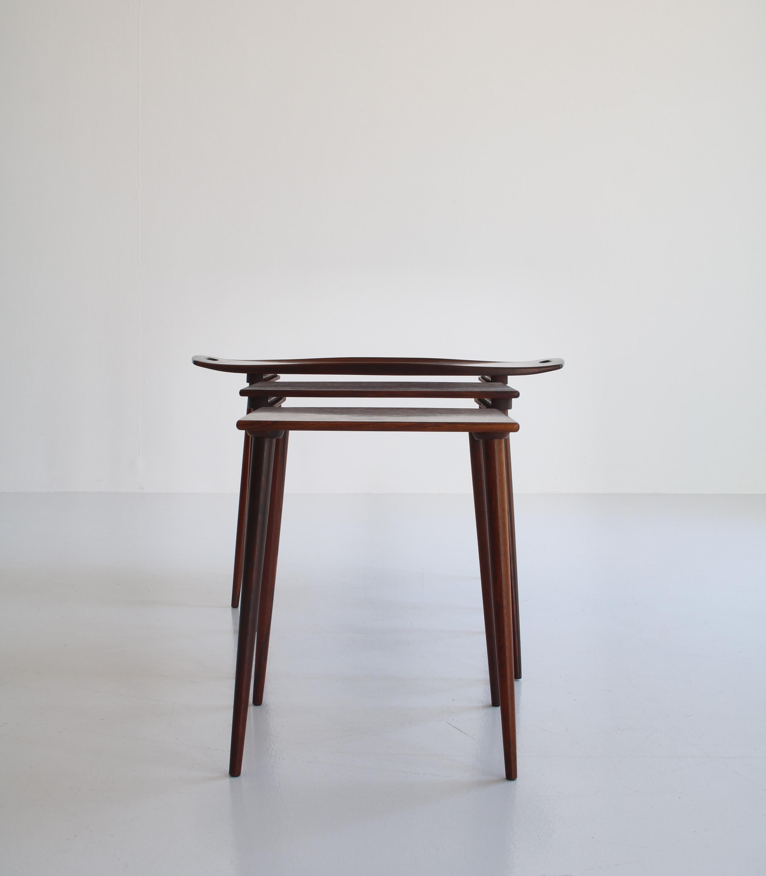 Danish Modern Set of Nesting Tables in Rosewood by A. Jacobsen, 1960s 5