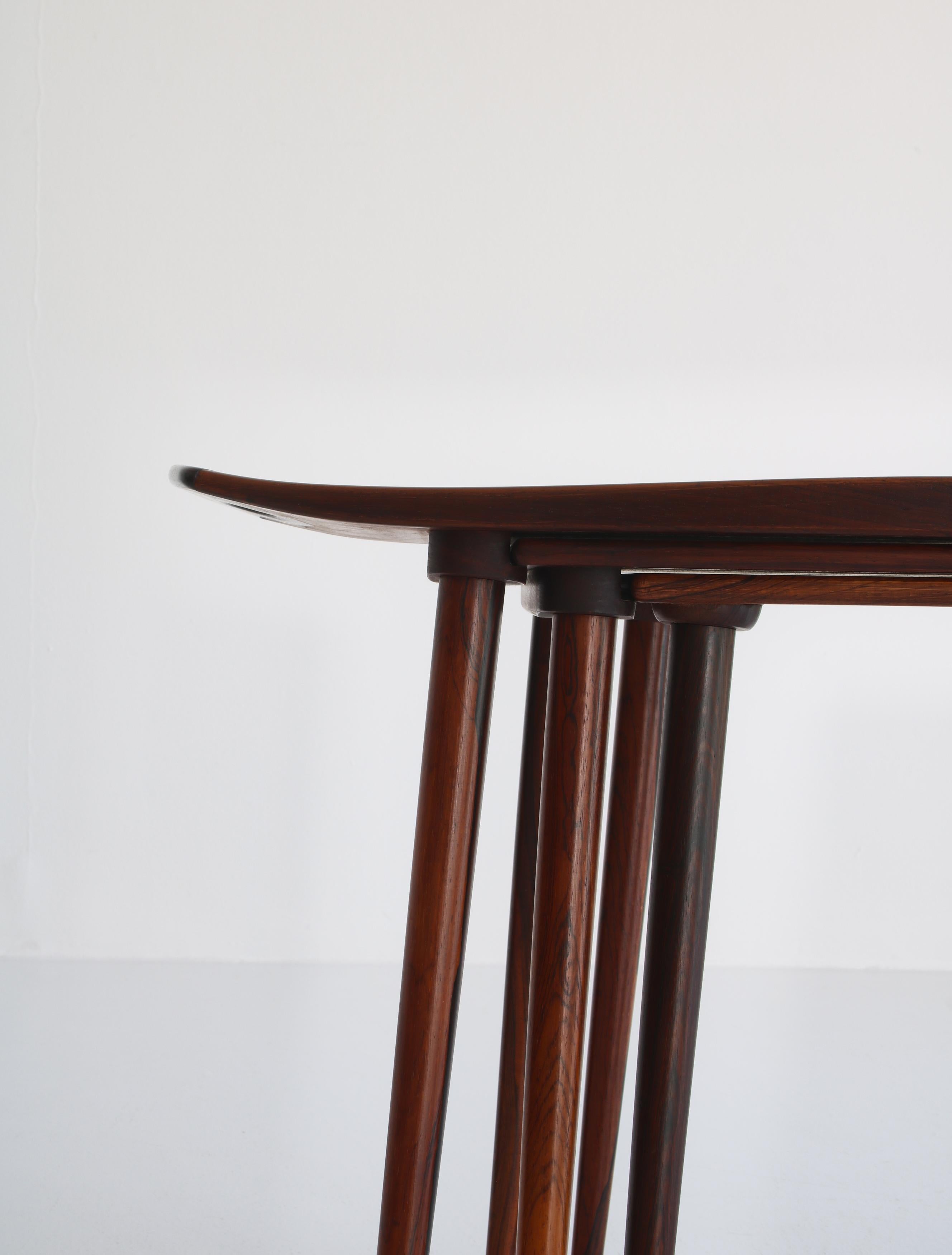 Danish Modern Set of Nesting Tables in Rosewood by A. Jacobsen, 1960s 7