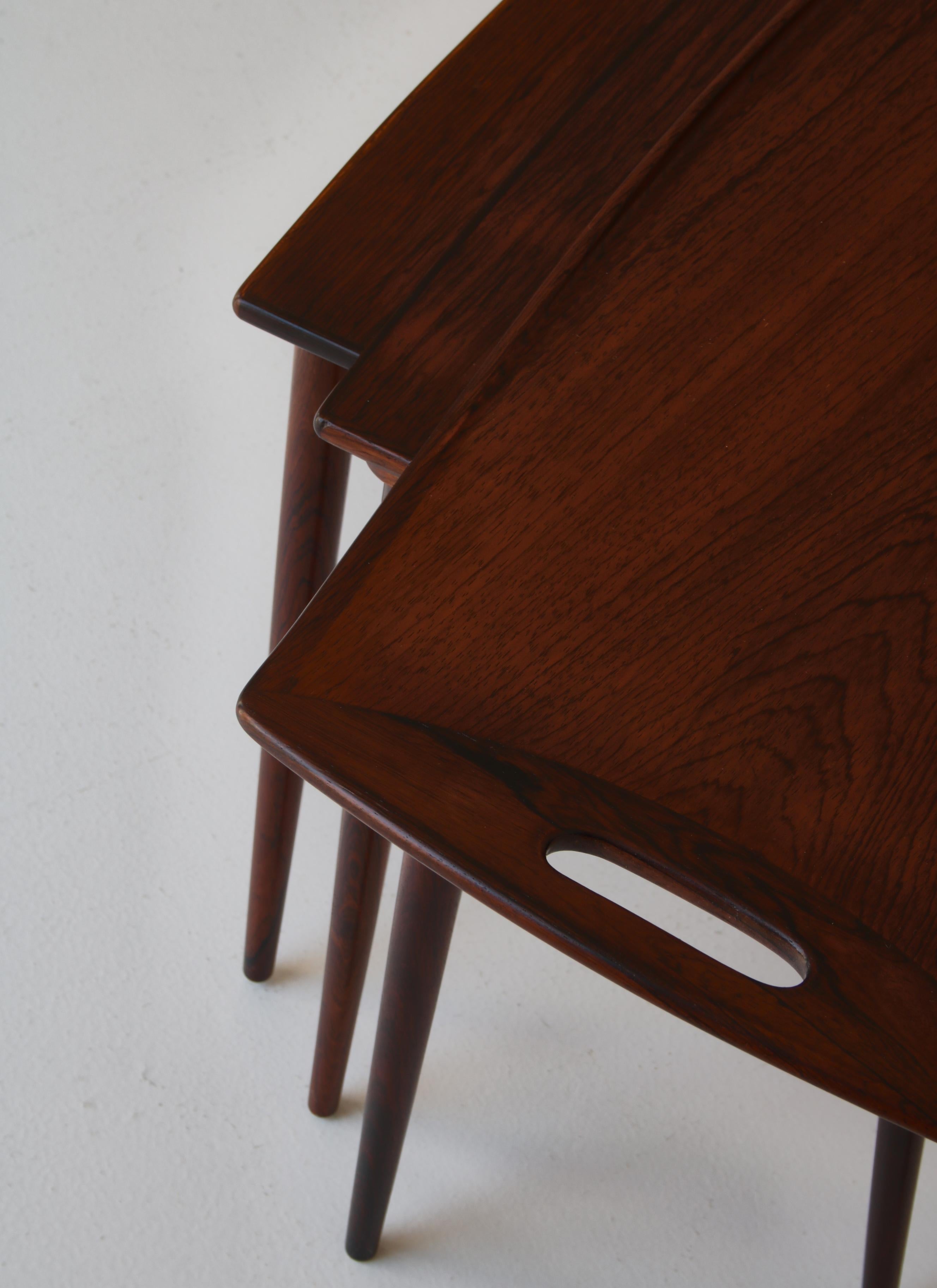 Danish Modern Set of Nesting Tables in Rosewood by A. Jacobsen, 1960s 8