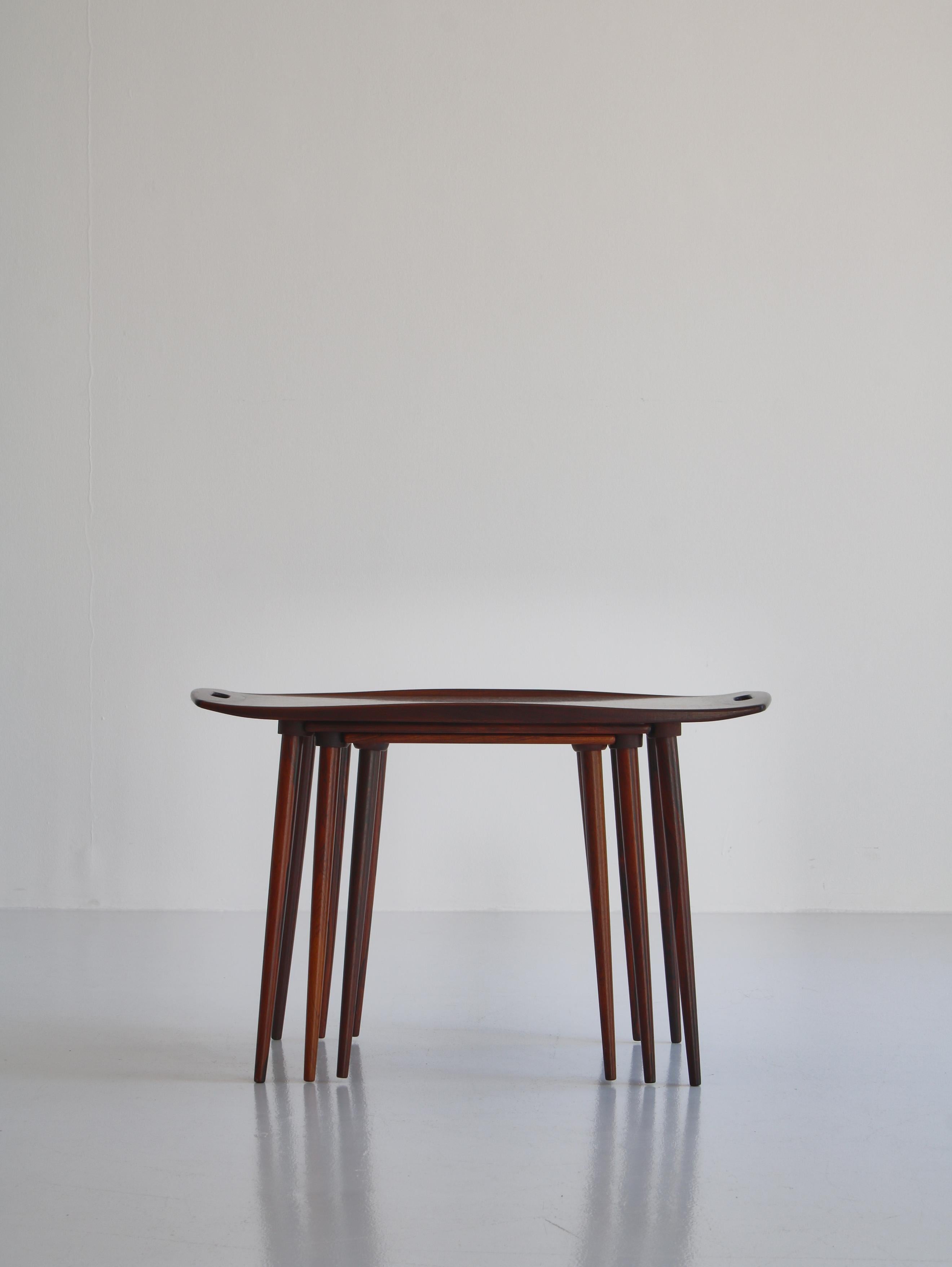 Scandinavian Modern Danish Modern Set of Nesting Tables in Rosewood by A. Jacobsen, 1960s