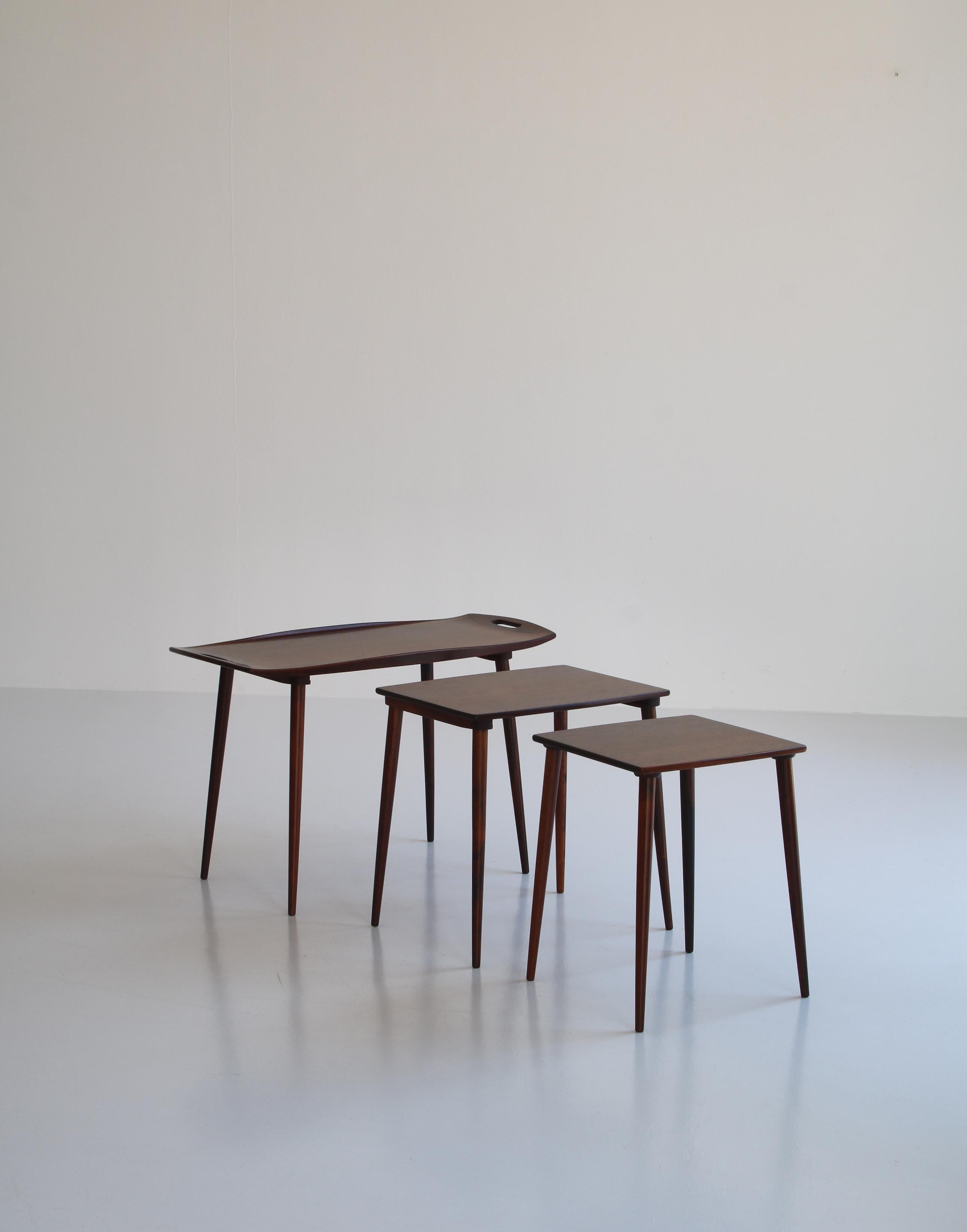 Danish Modern Set of Nesting Tables in Rosewood by A. Jacobsen, 1960s 1