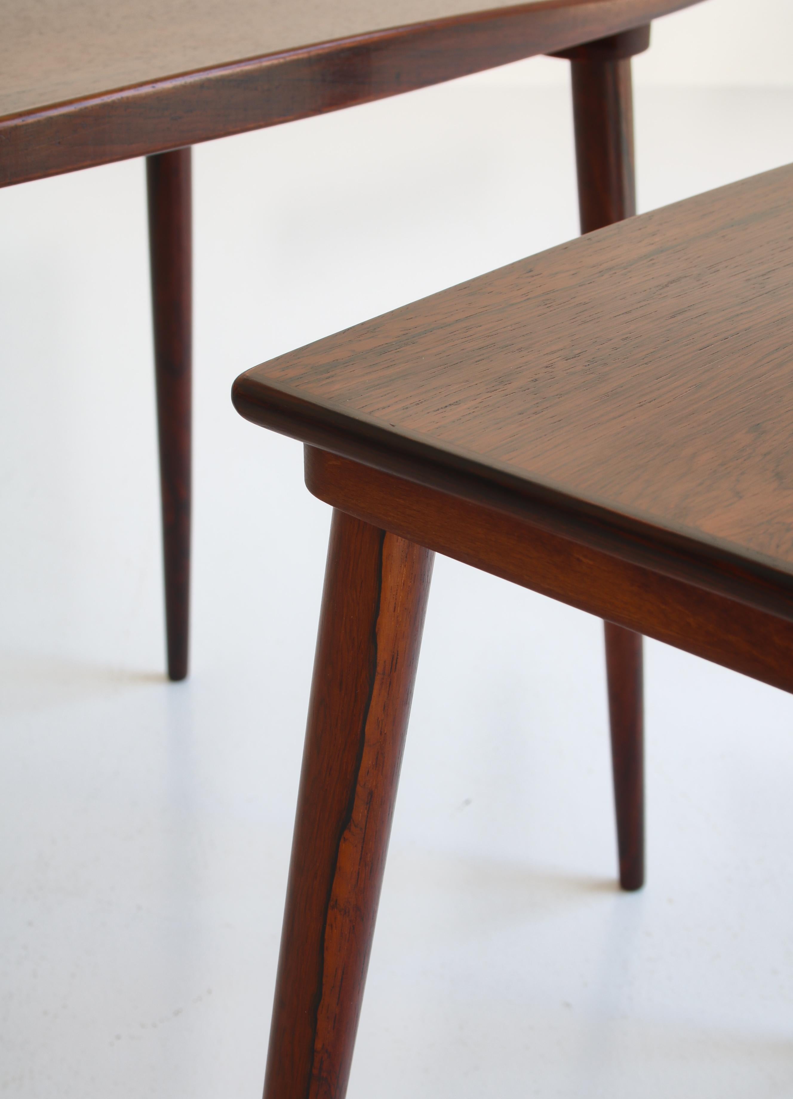 Danish Modern Set of Nesting Tables in Rosewood by A. Jacobsen, 1960s 4
