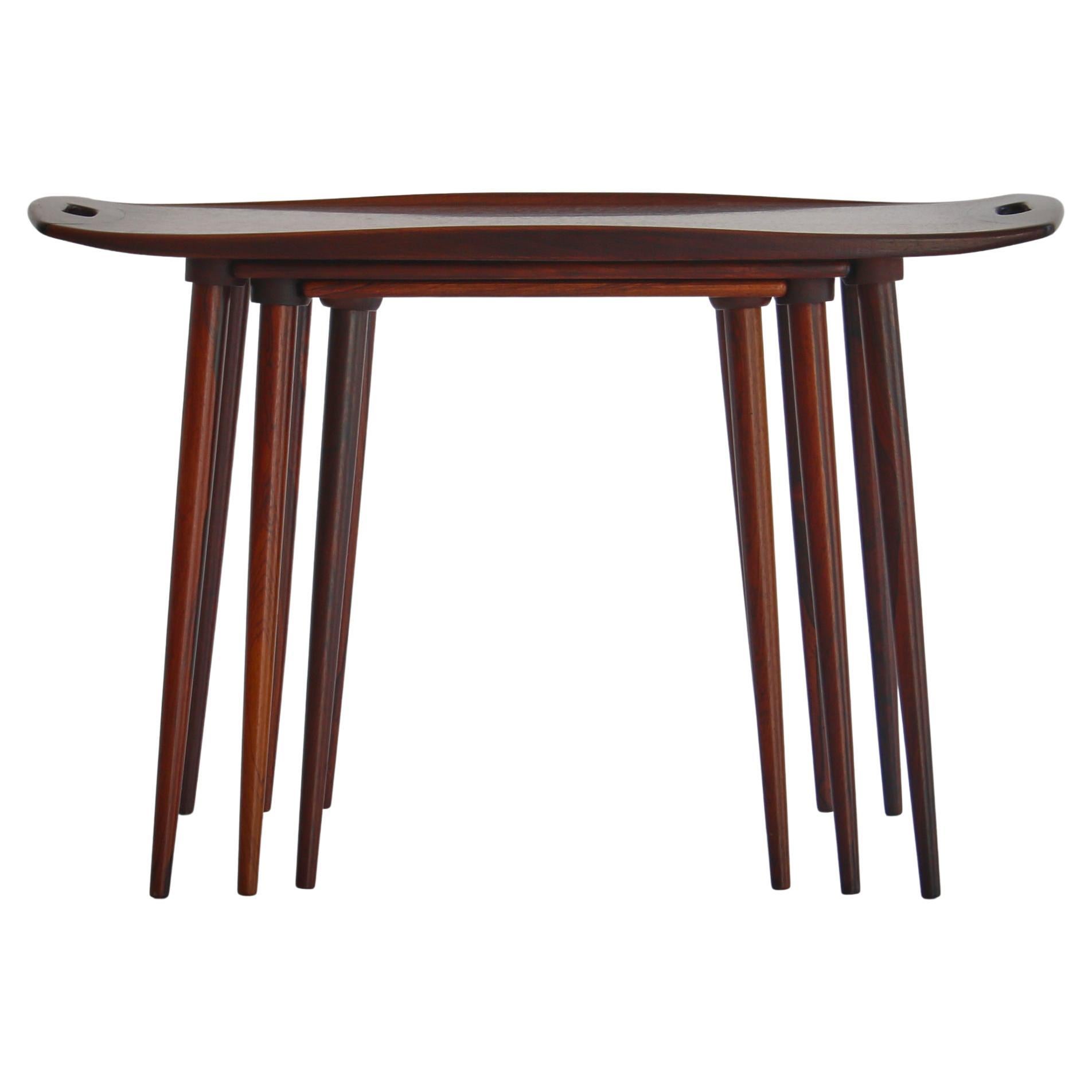 Danish Modern Set of Nesting Tables in Rosewood by A. Jacobsen, 1960s
