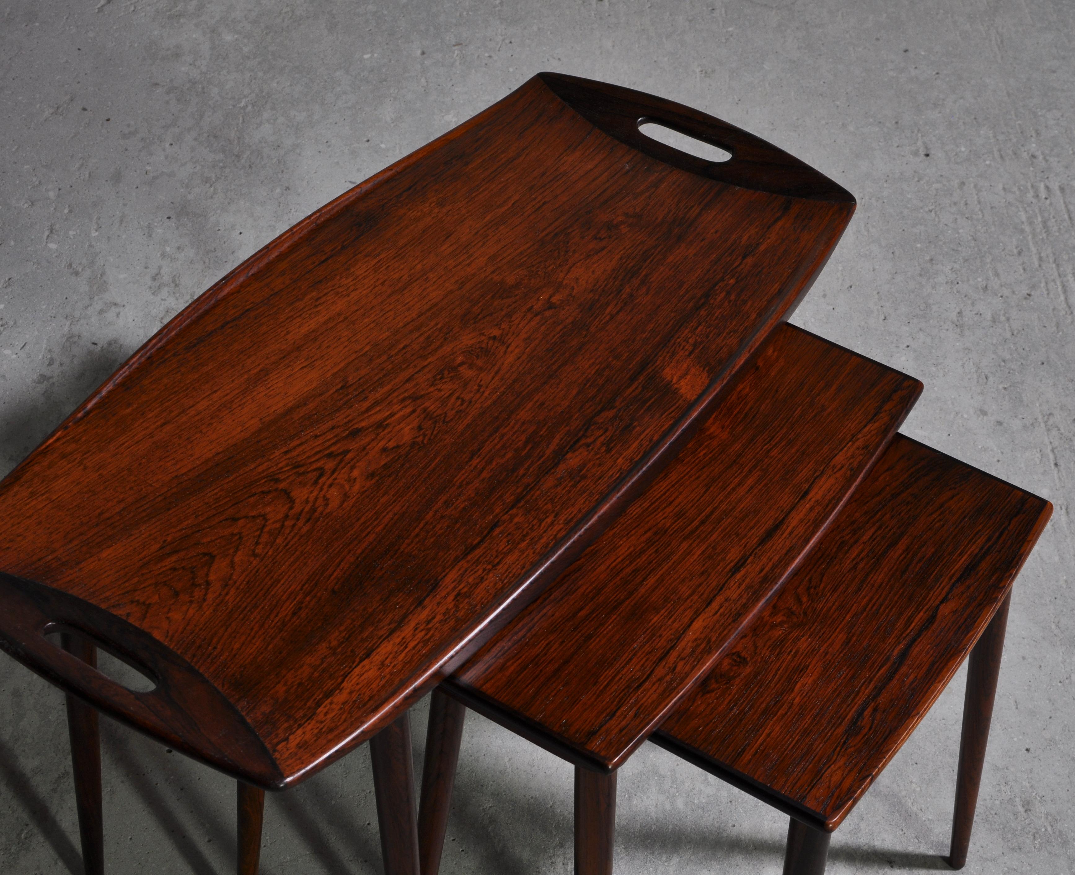 Scandinavian Modern Danish Modern Set of Nesting Tables in Rosewood by I.H. Quistgaard, 1960s
