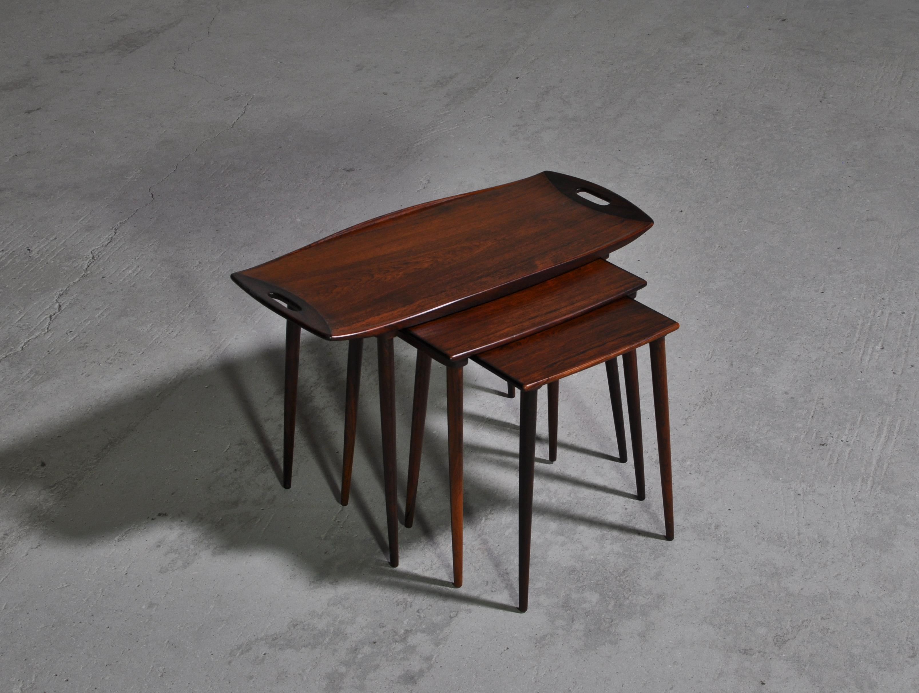 Danish Modern Set of Nesting Tables in Rosewood by I.H. Quistgaard, 1960s In Good Condition In Odense, DK