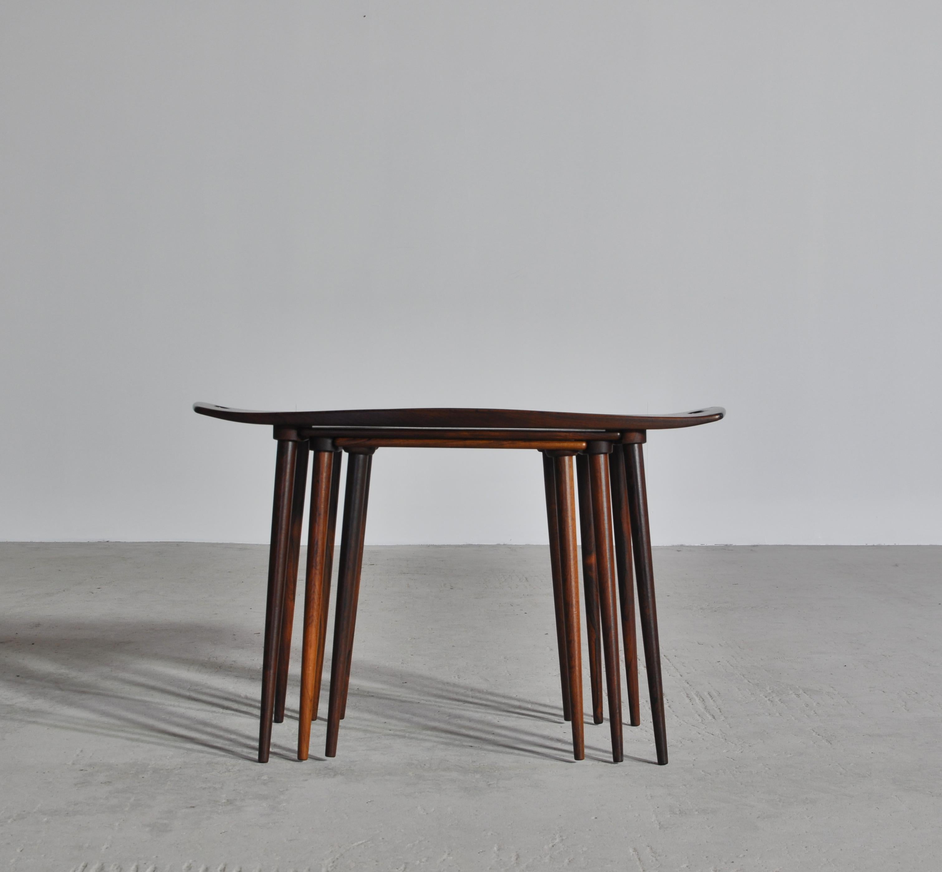 Danish Modern Set of Nesting Tables in Rosewood by I.H. Quistgaard, 1960s 2
