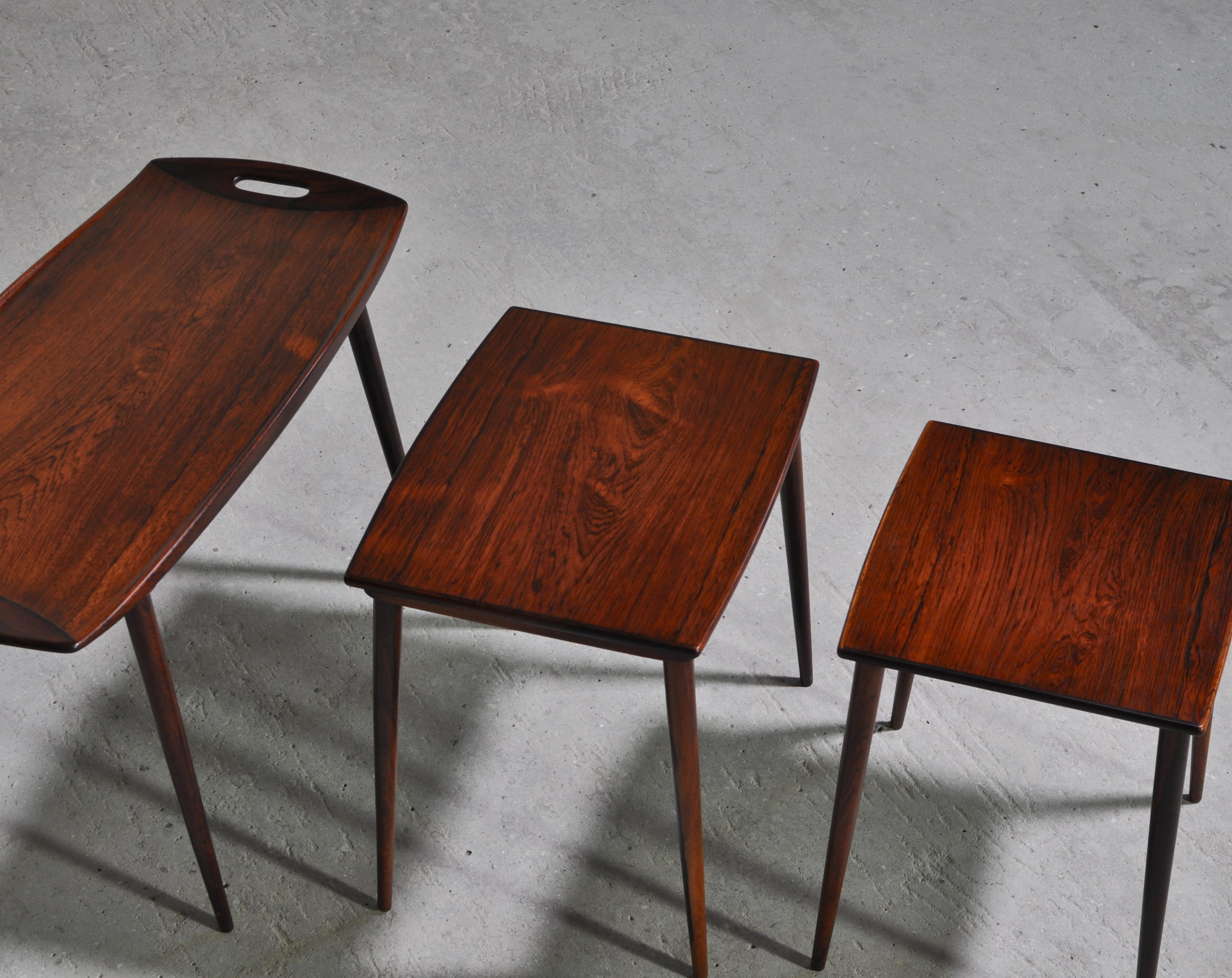 Danish Modern Set of Nesting Tables in Rosewood by I.H. Quistgaard, 1960s 3