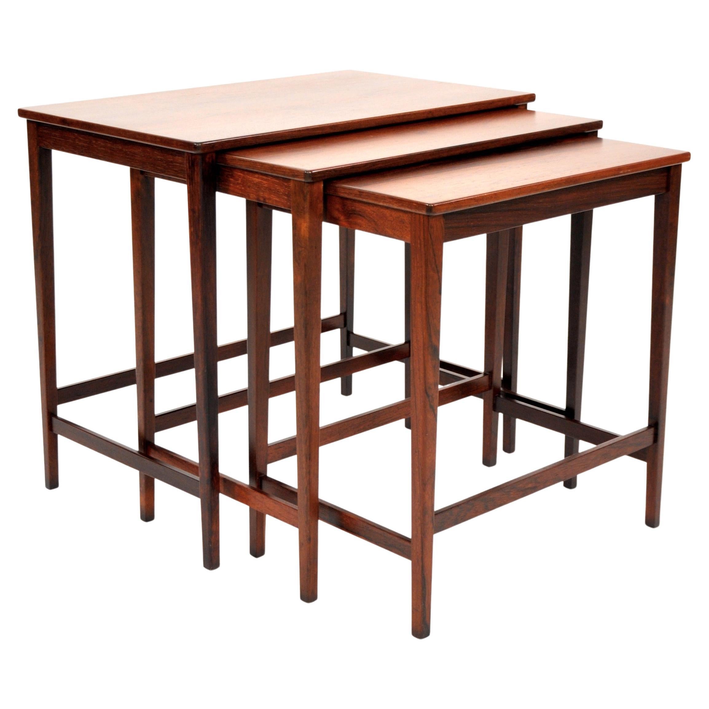 Danish Modern Set of Rosewood Nesting Tables