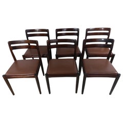 Danish Modern Set of Six Rosewood Dining Chairs H W Klein for Bramin