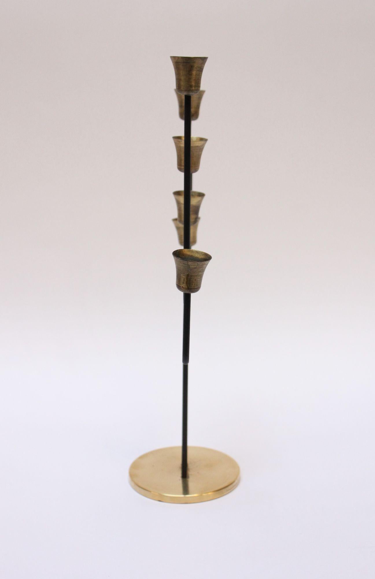 Scandinavian Modern Danish Modern Seven-Arm Brass Candelabrum by Svend Aage Holm Sørensen For Sale