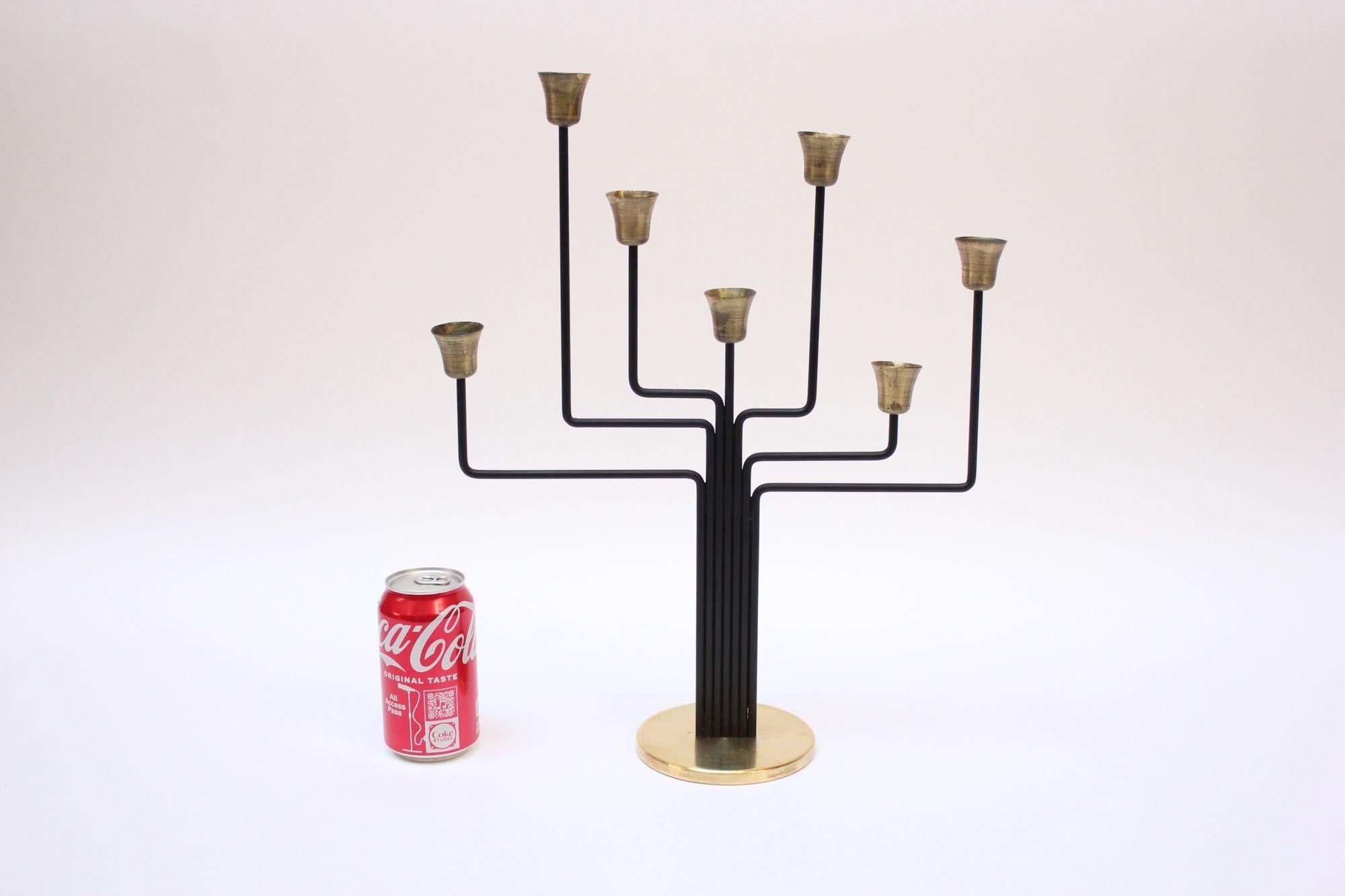 Mid-20th Century Danish Modern Seven-Arm Brass Candelabrum by Svend Aage Holm Sørensen For Sale