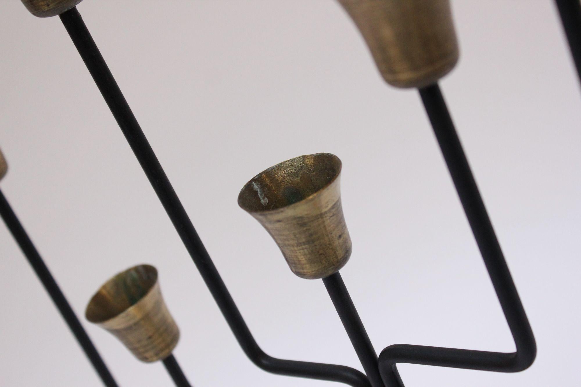 Metallo Candelabro moderno danese a sette bracci in ottone di Svend Aage Holm Sørensen in vendita