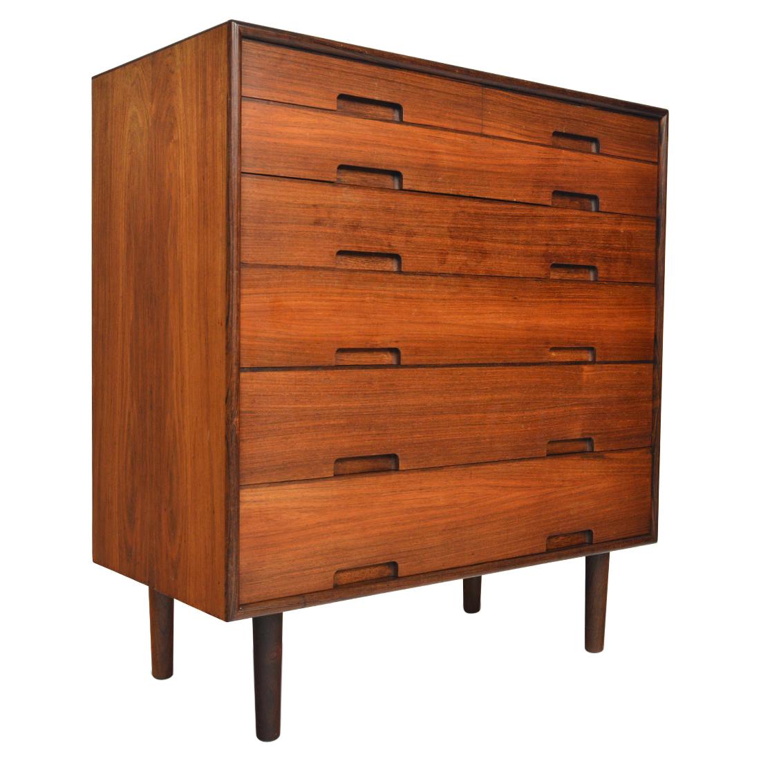 Danish Modern Seven Drawer Rosewood Highboy Dresser