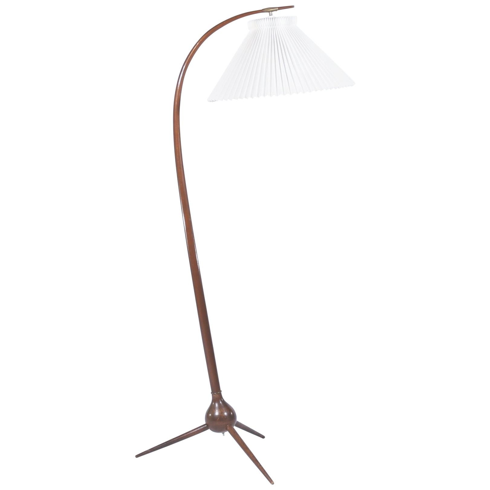 Danish Modern Severin Hansen "Bridge" Floor Lamp with Le Klint Shade