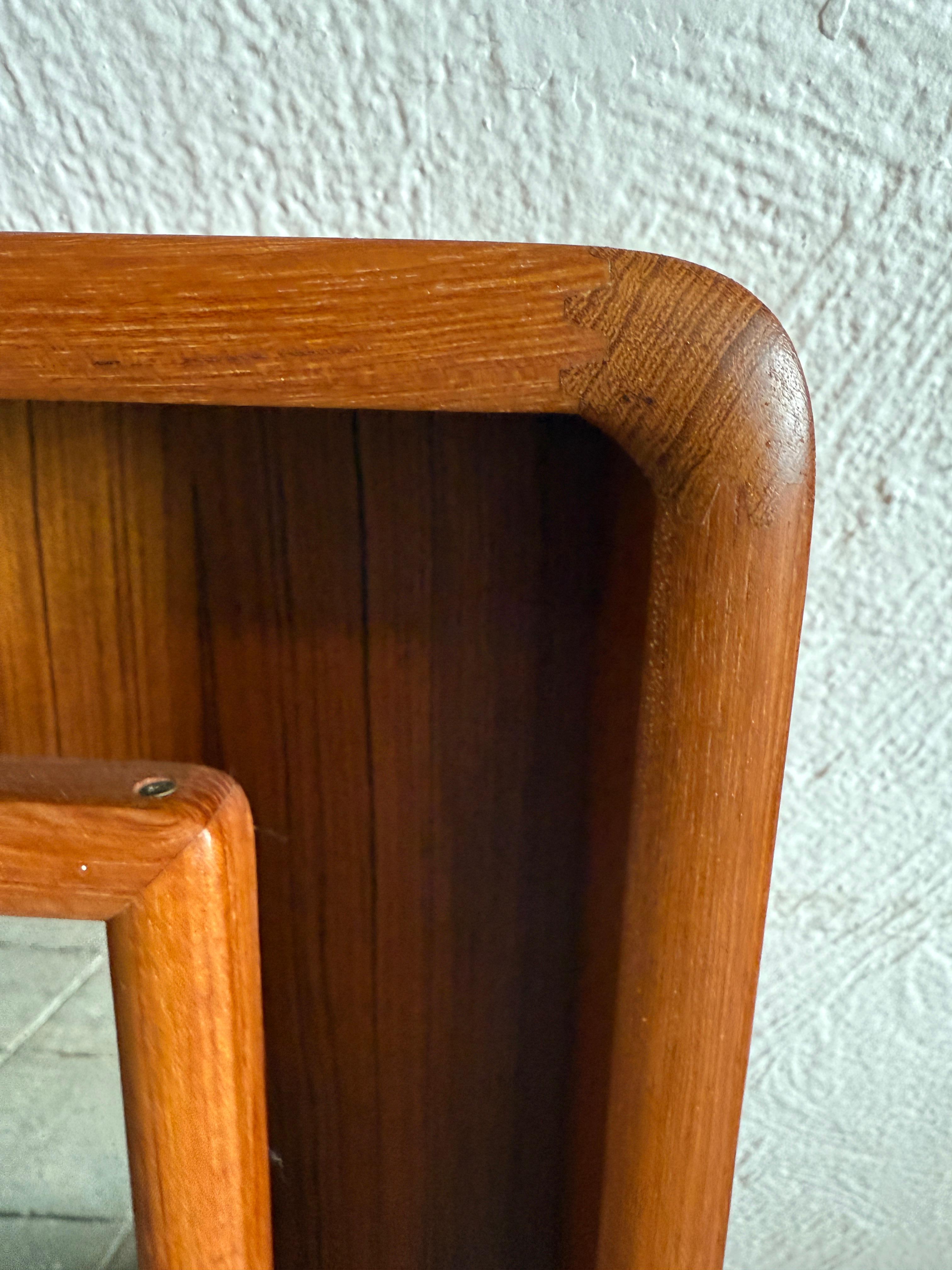 Scandinavian Modern Danish Modern shadow box illuminated wall mirror Teak by Pedersen & Hansen For Sale