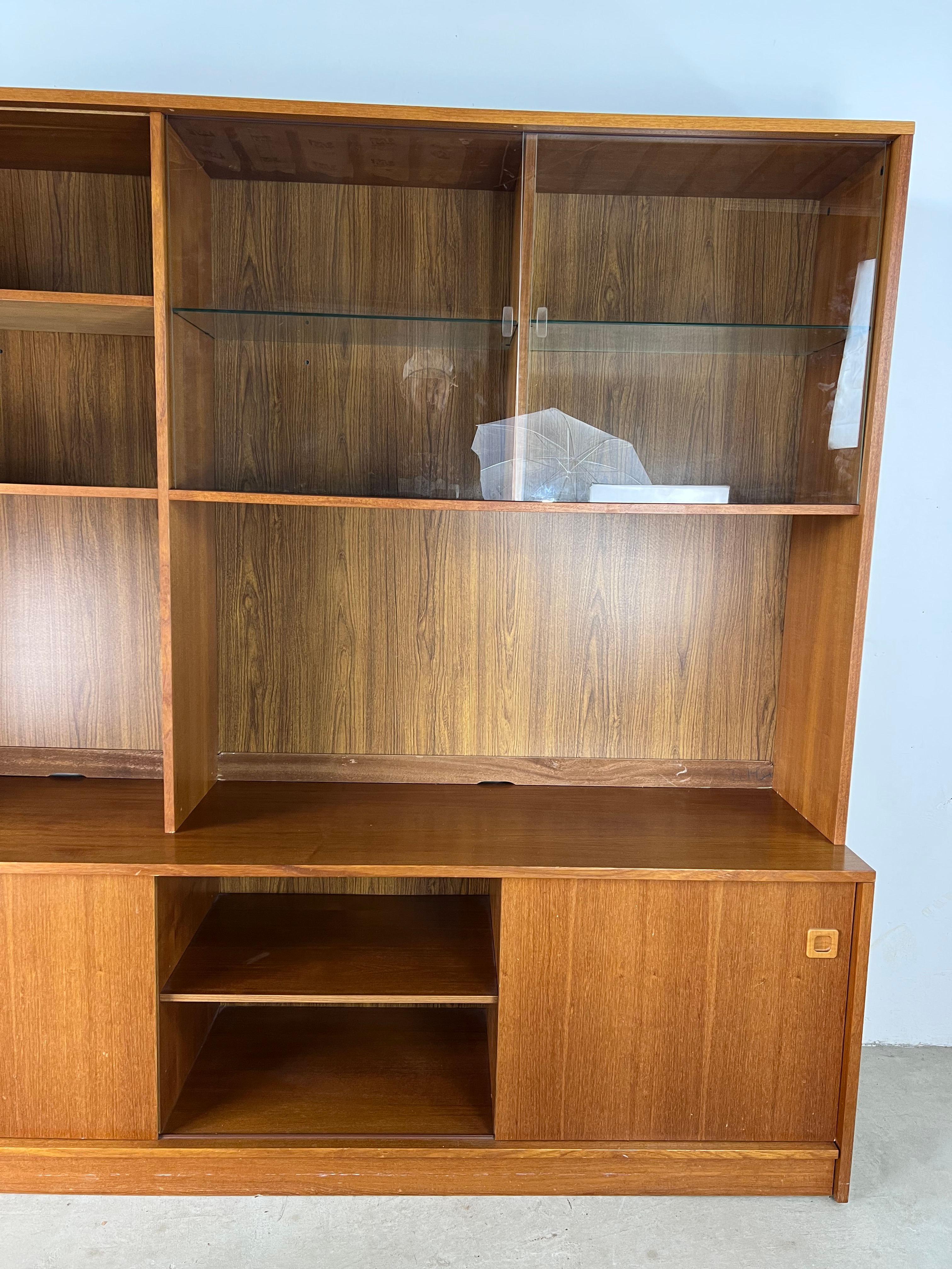 Danish Modern Shelving Unit with Sliding Glass Doors 3