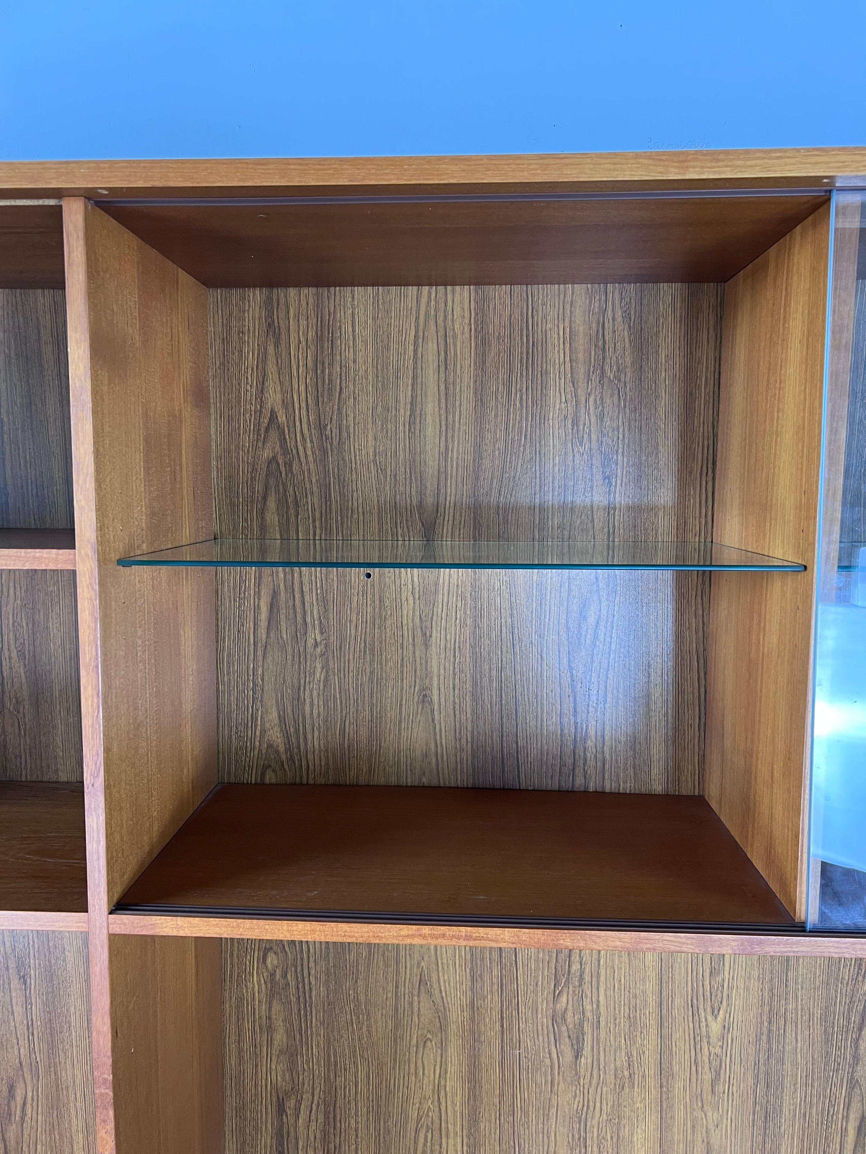 Danish Modern Shelving Unit with Sliding Glass Doors In Good Condition In Freehold, NJ